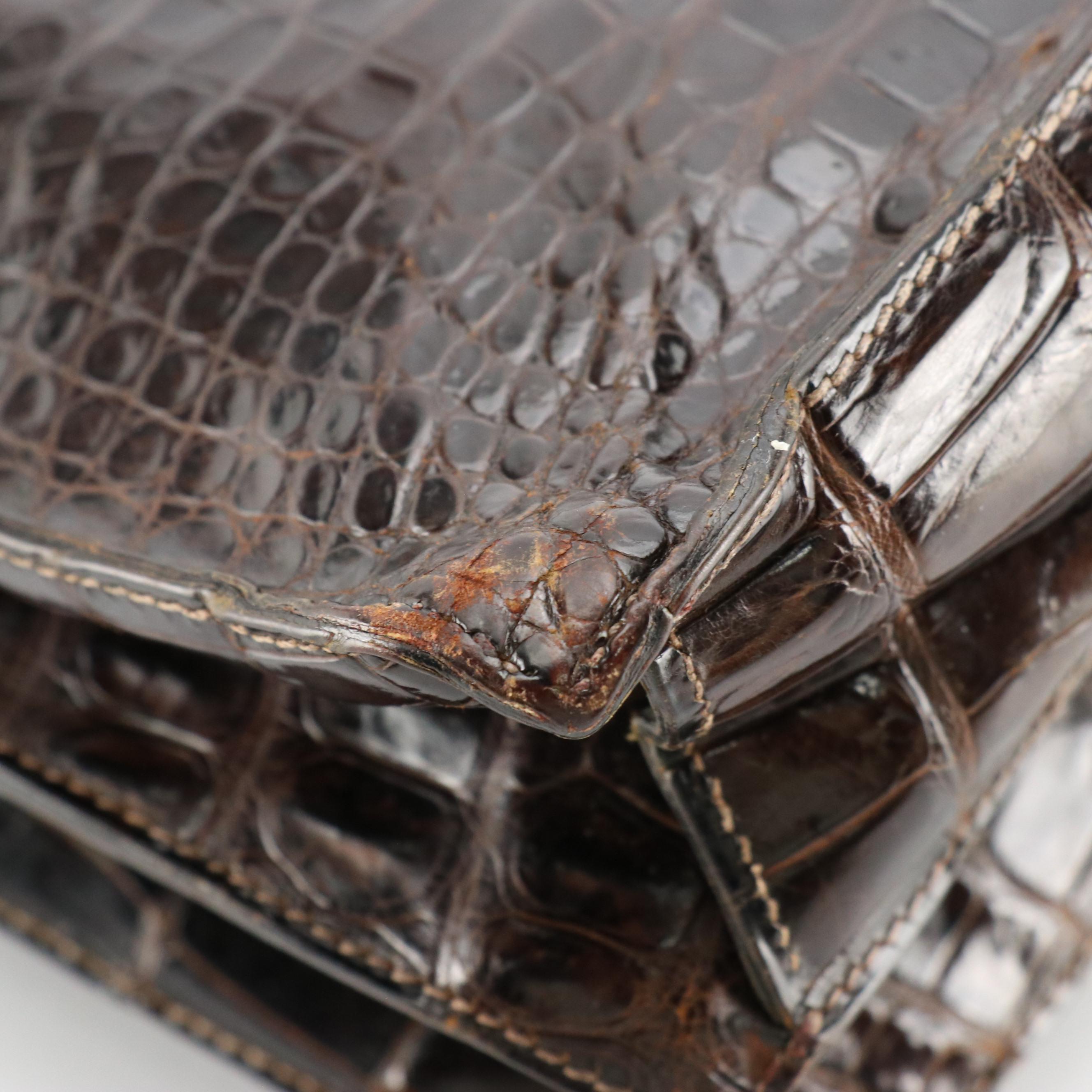 Hermès Palonnier Shoulder Bag in Brown Crocodile Leather, 1960's
