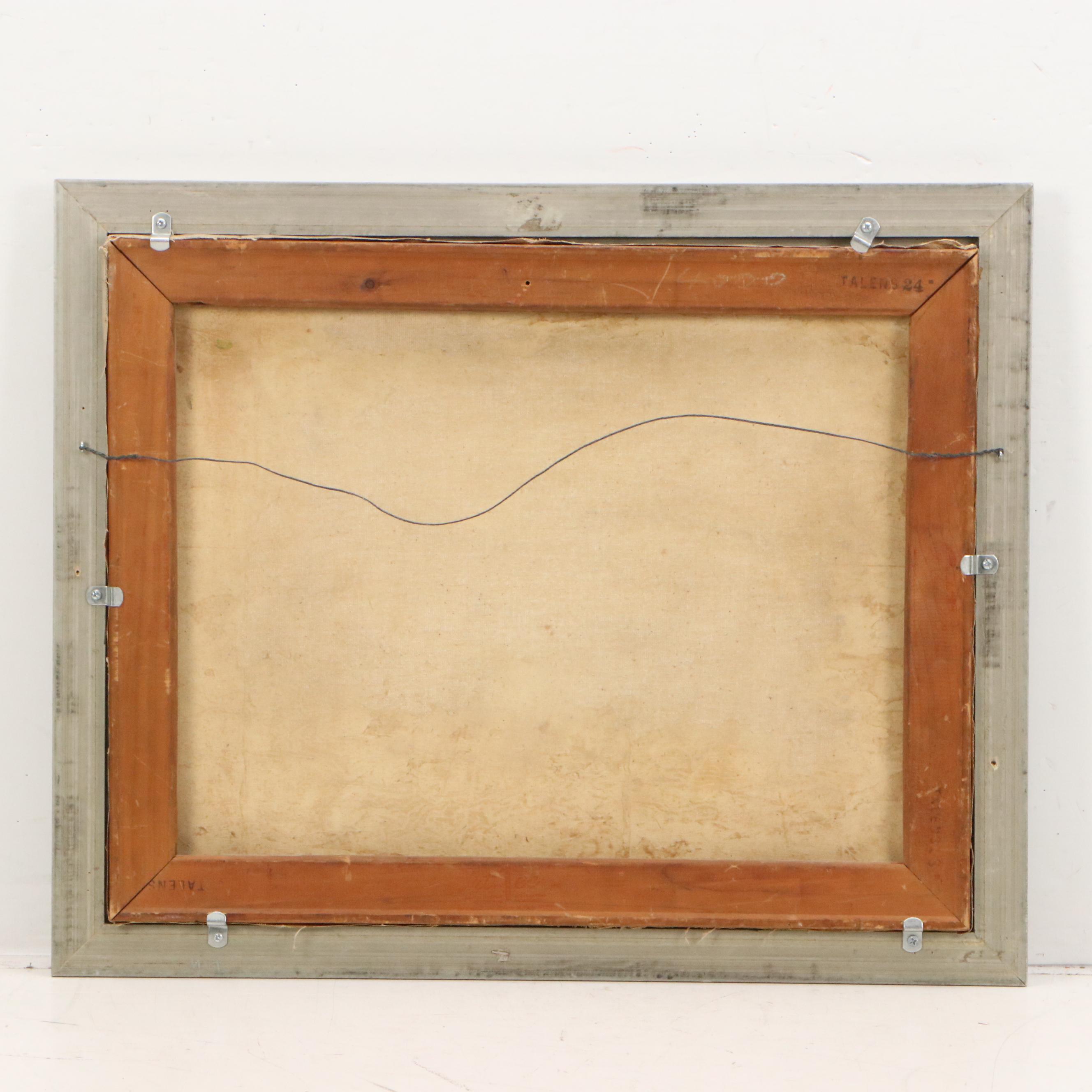 Traditional Oil Painting of Canoe at Riverbank, Early 20th Century