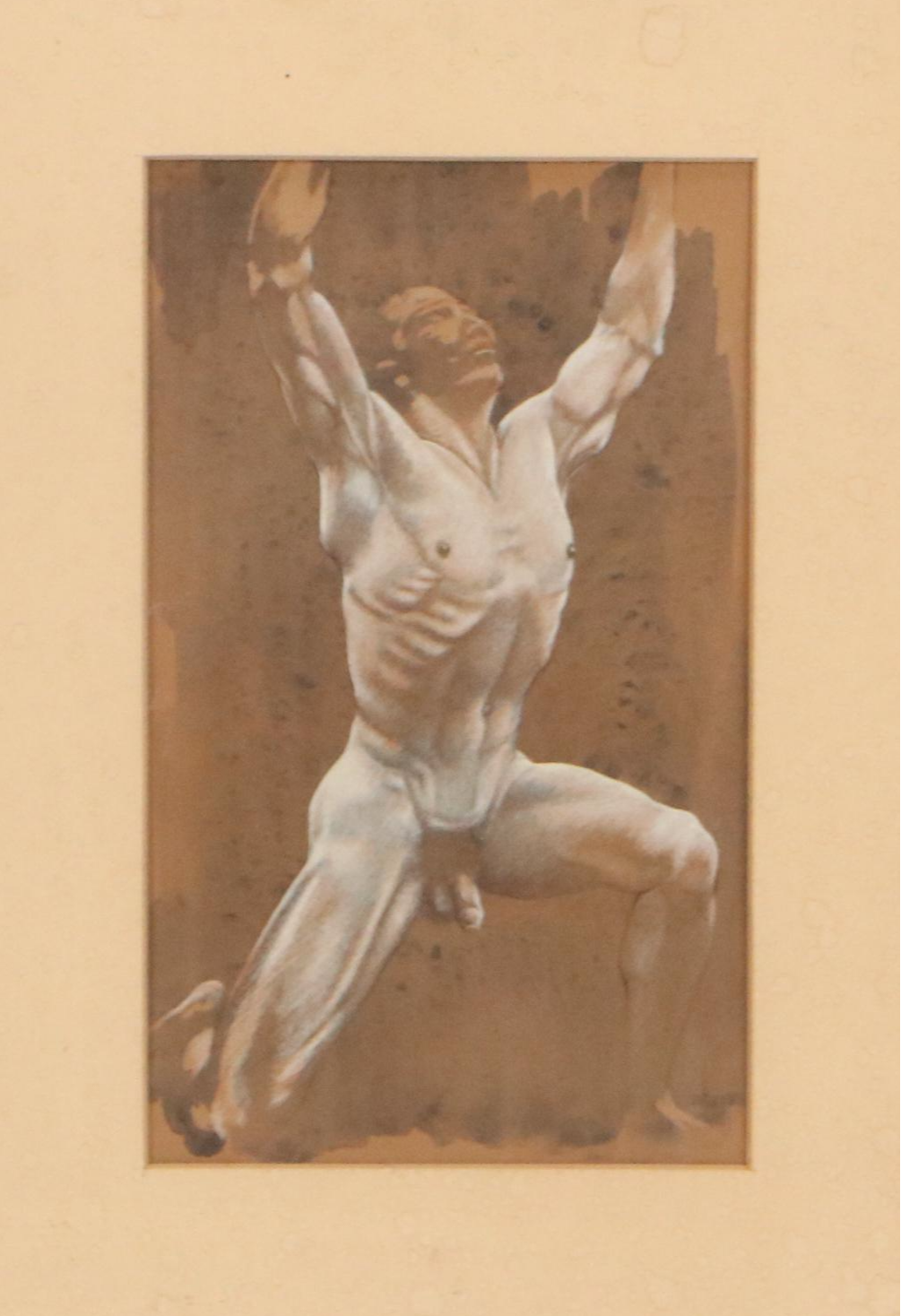 Drawing of Classical Kneeling Male Nude, 20th Century