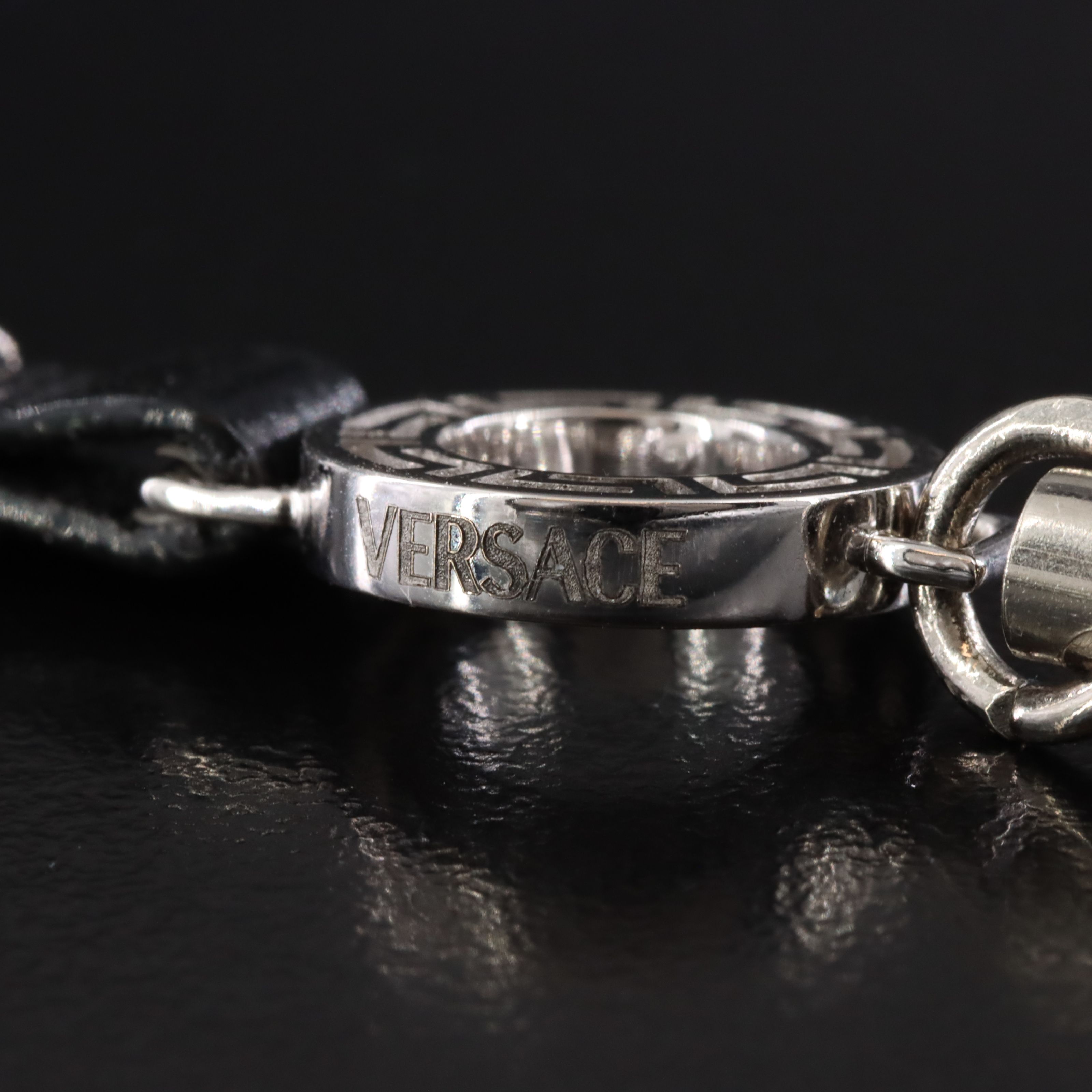 Versace Reptile Leather Phone Wristlet Strap with 18K Accents