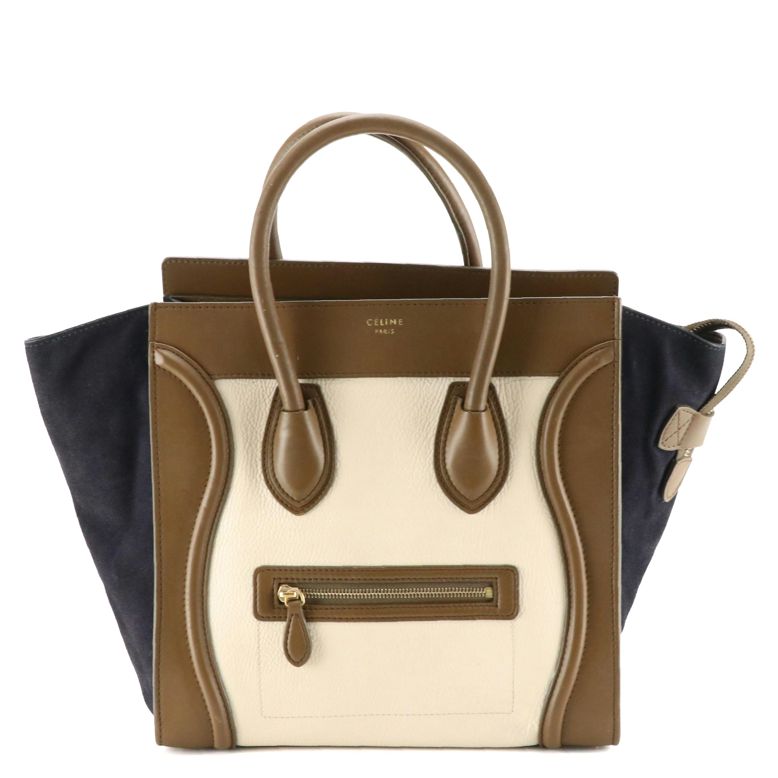 Céline Tricolor Leather and Suede Mini Luggage Tote Bag