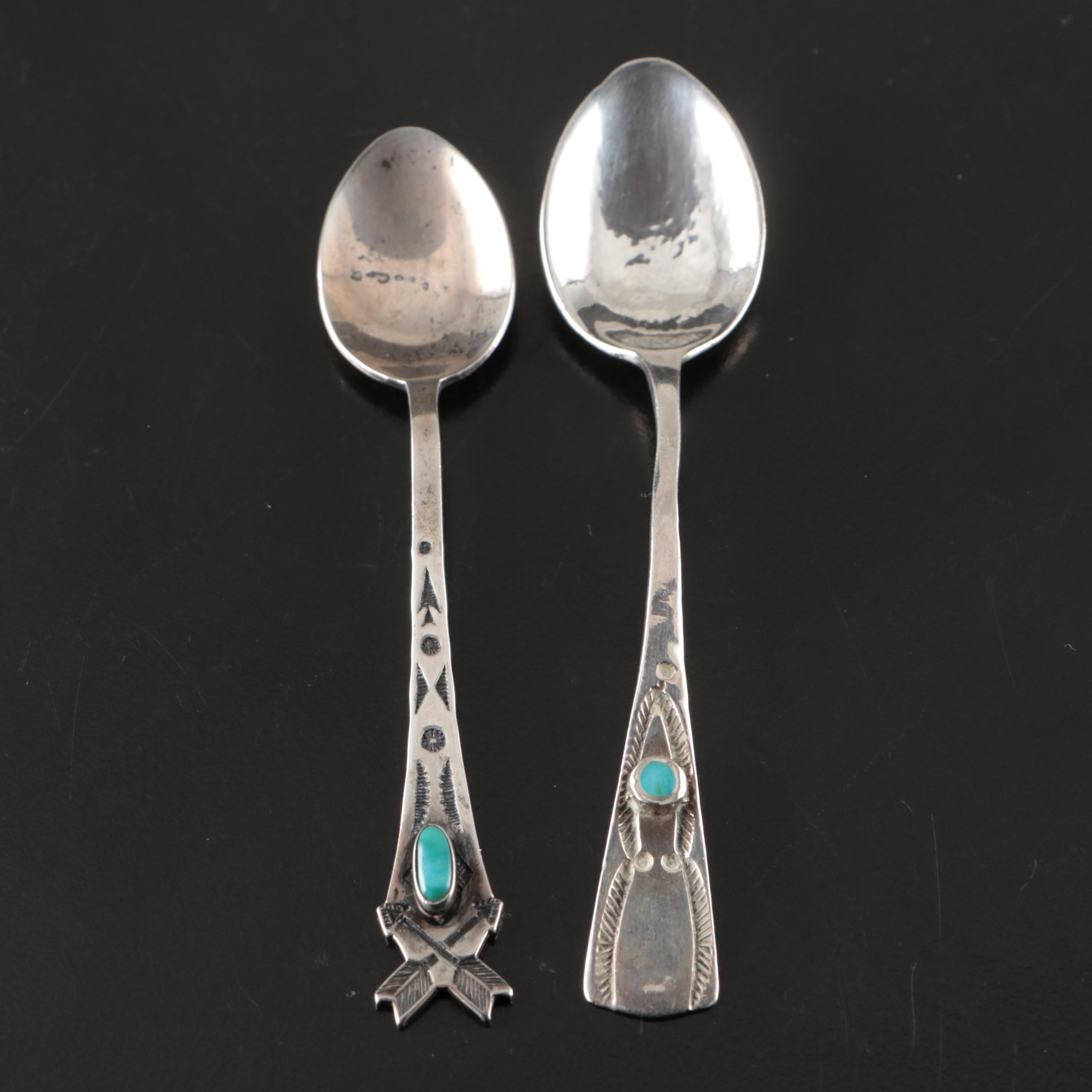 Southwest Style Sterling and Turquoise Diminutive Spoons