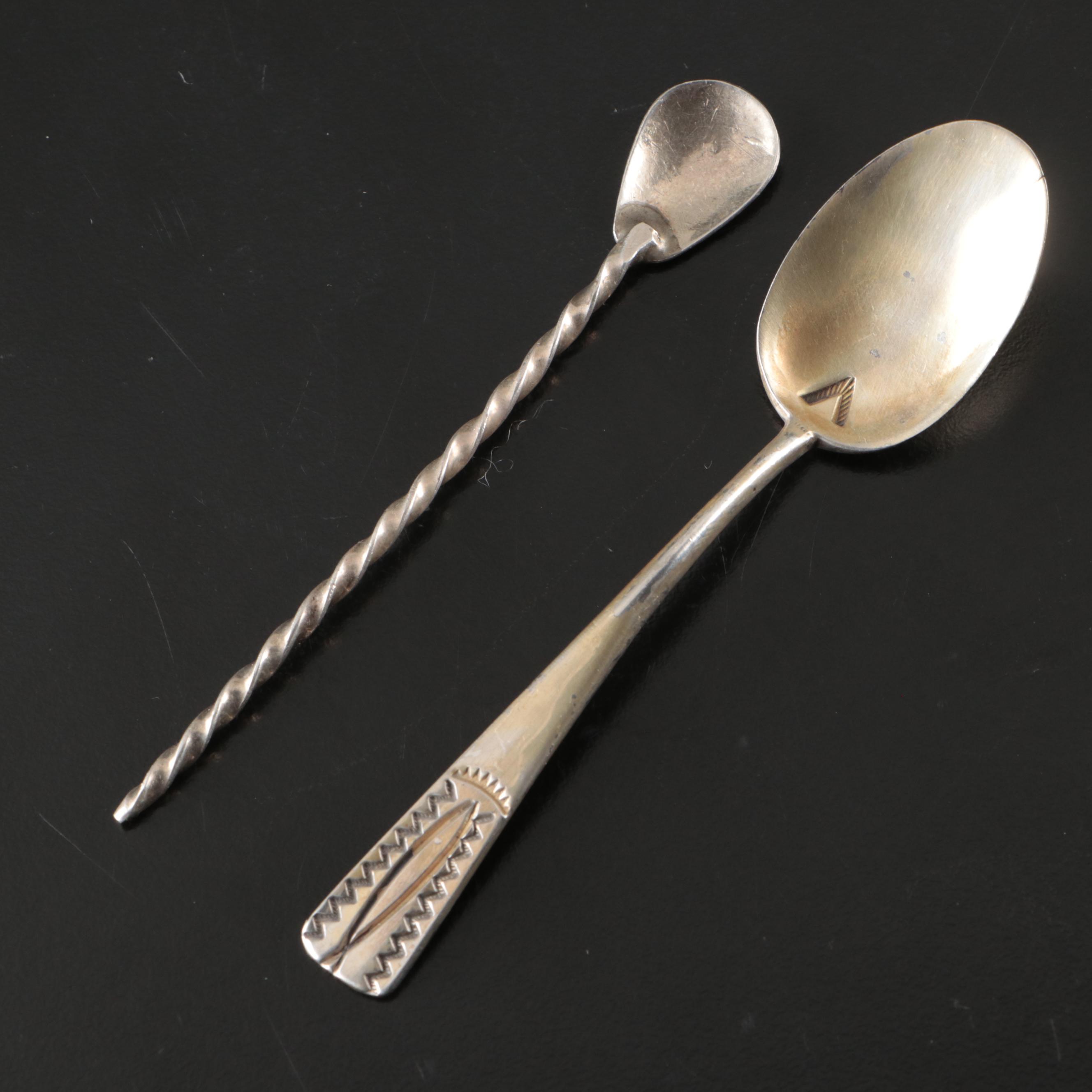 Southwest Style Sterling and Turquoise Diminutive Spoons