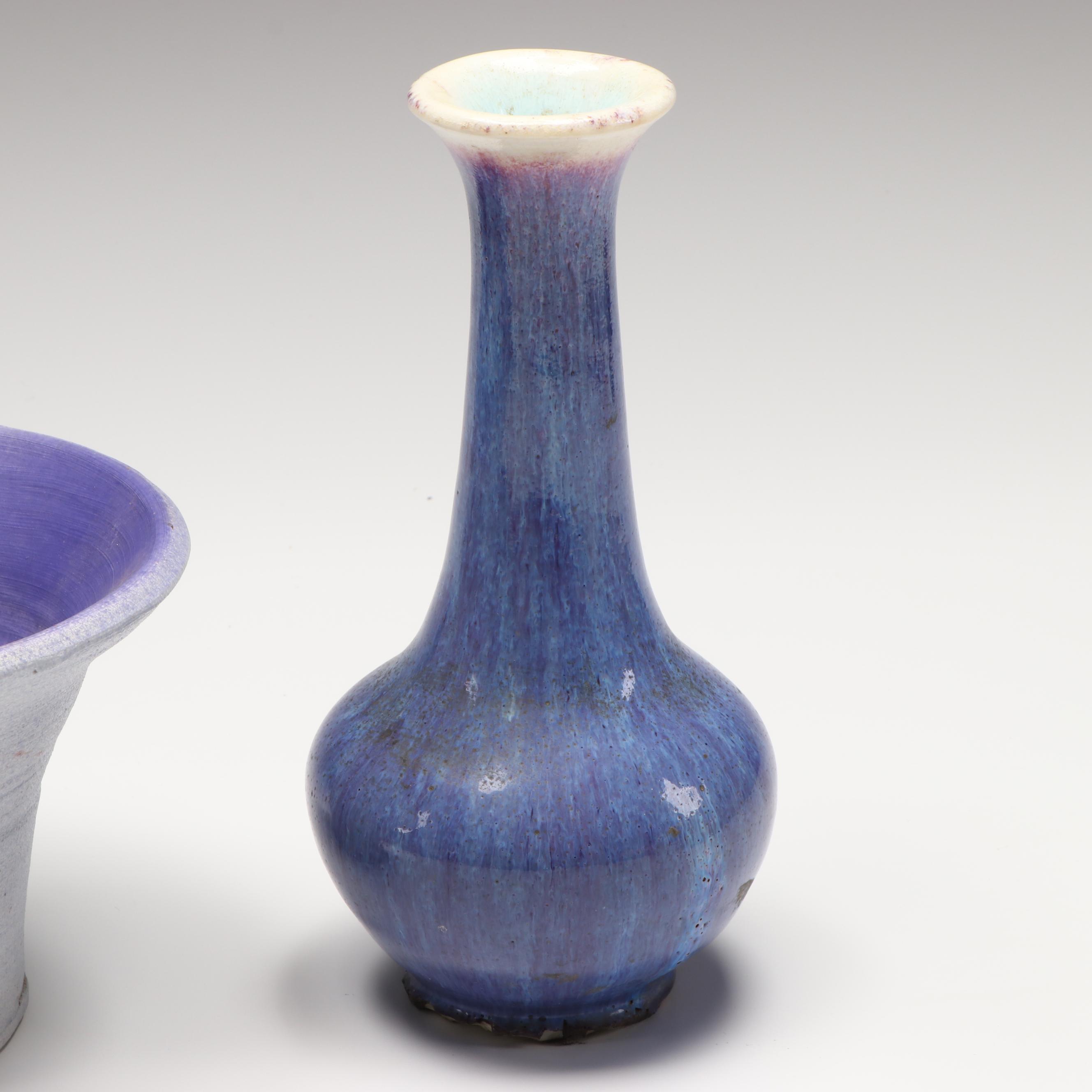 W. Lutz Art Pottery Vases, Bowl, and Planters, Early 21st Century