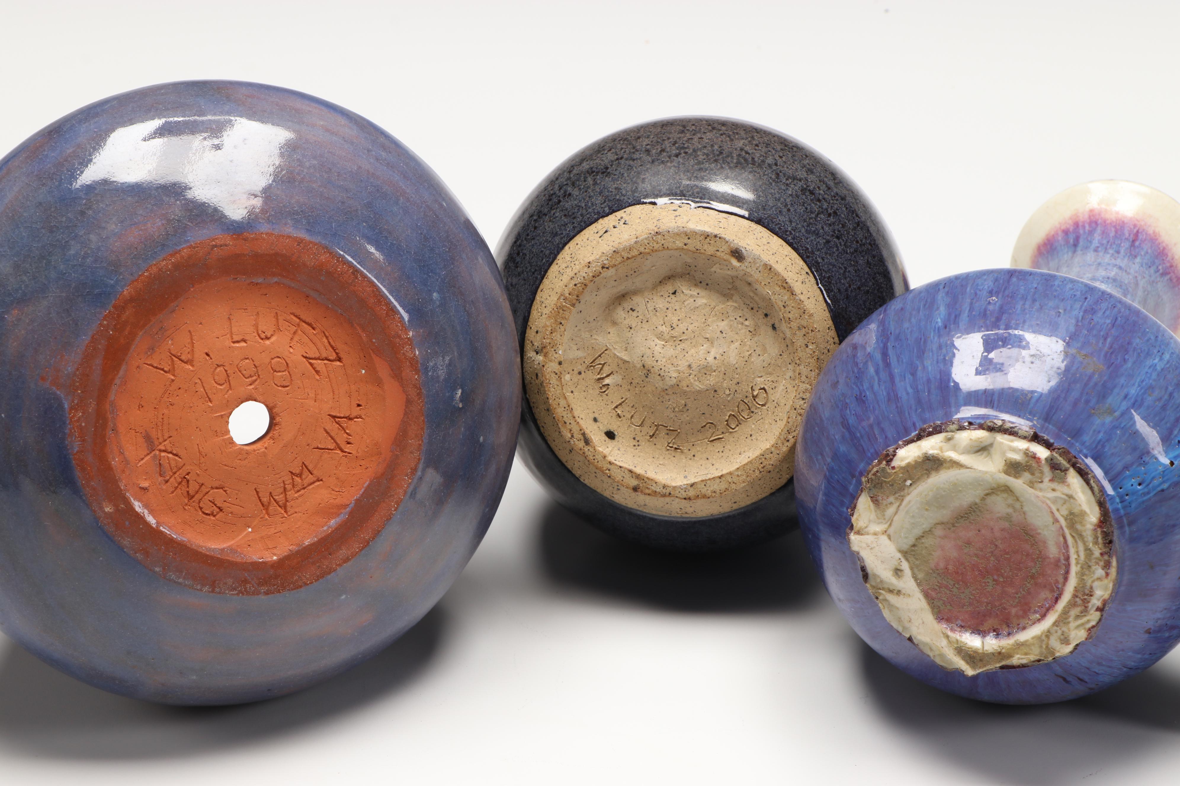 W. Lutz Art Pottery Vases, Bowl, and Planters, Early 21st Century