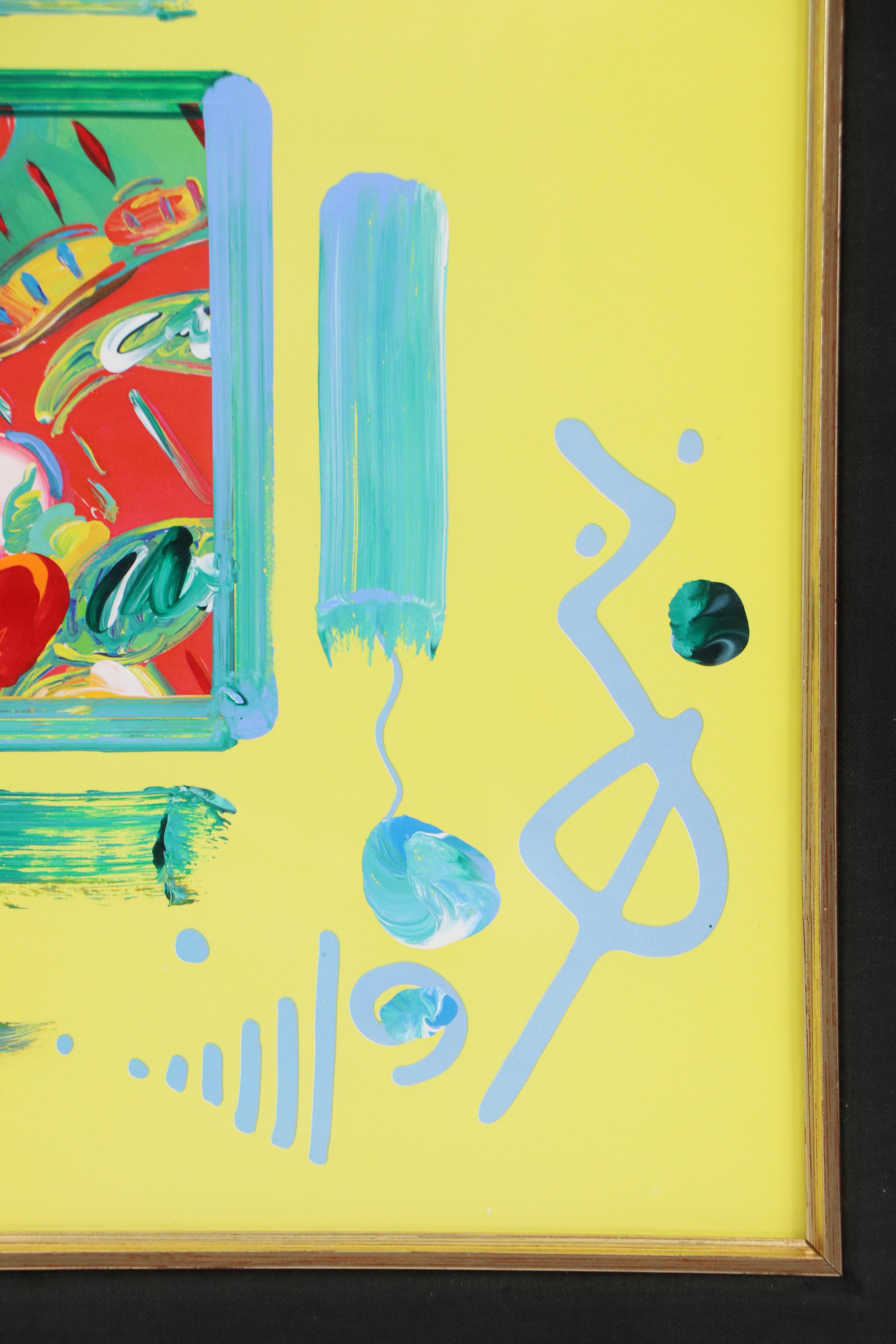 Peter Max Mixed Media Painting "Flower Blossom Lady with Heart," 2002