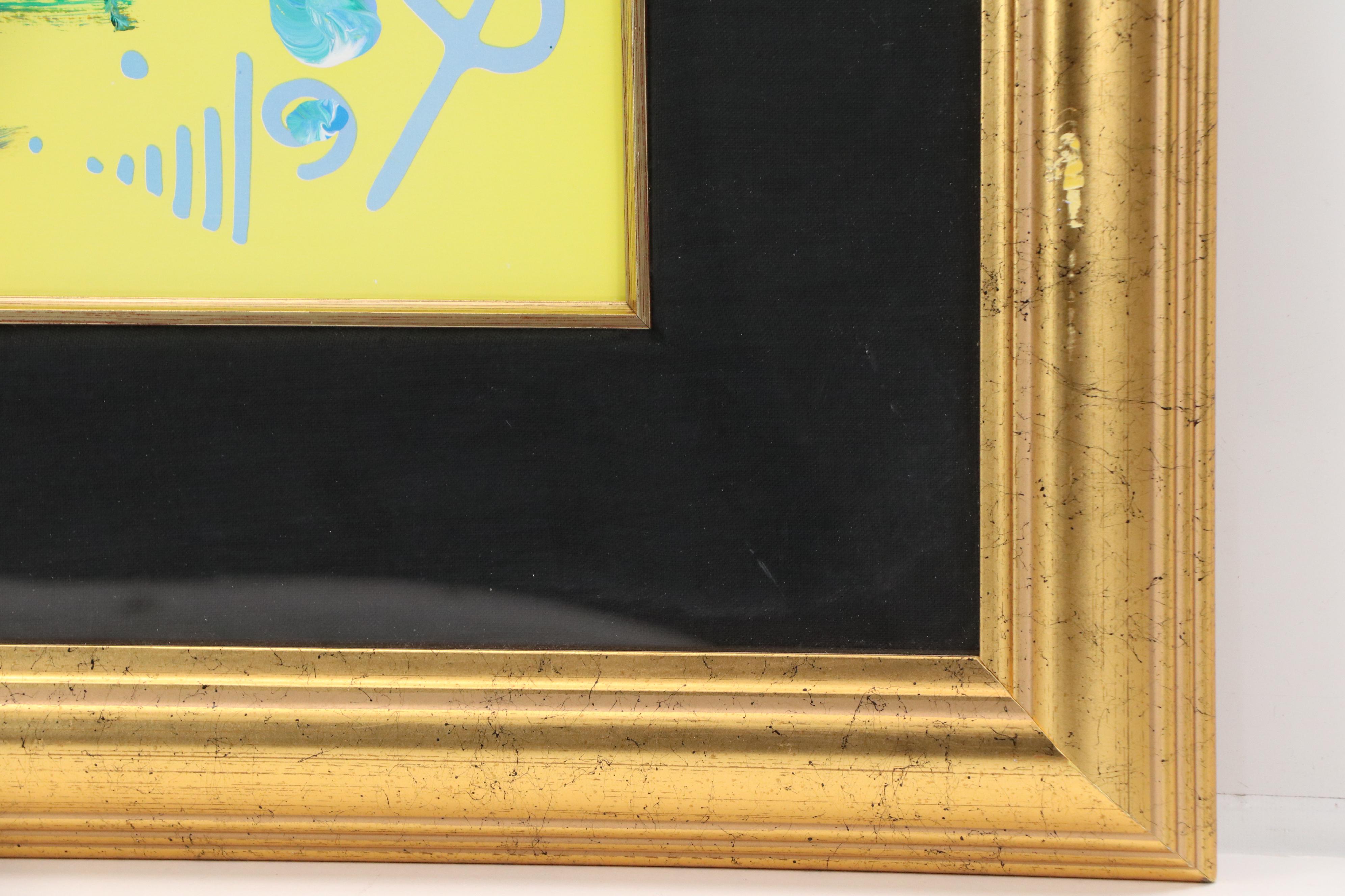 Peter Max Mixed Media Painting "Flower Blossom Lady with Heart," 2002