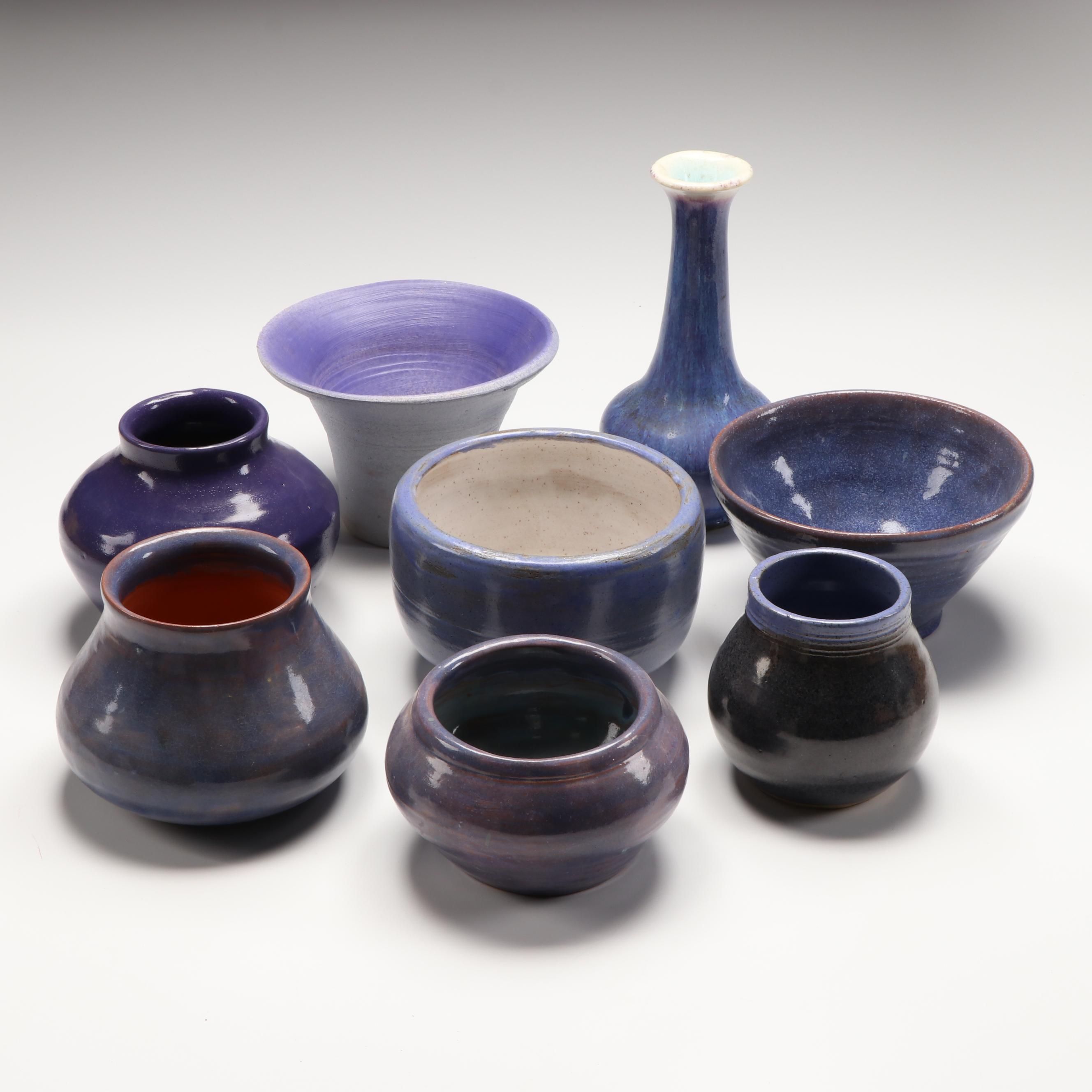 W. Lutz Art Pottery Vases, Bowl, and Planters, Early 21st Century