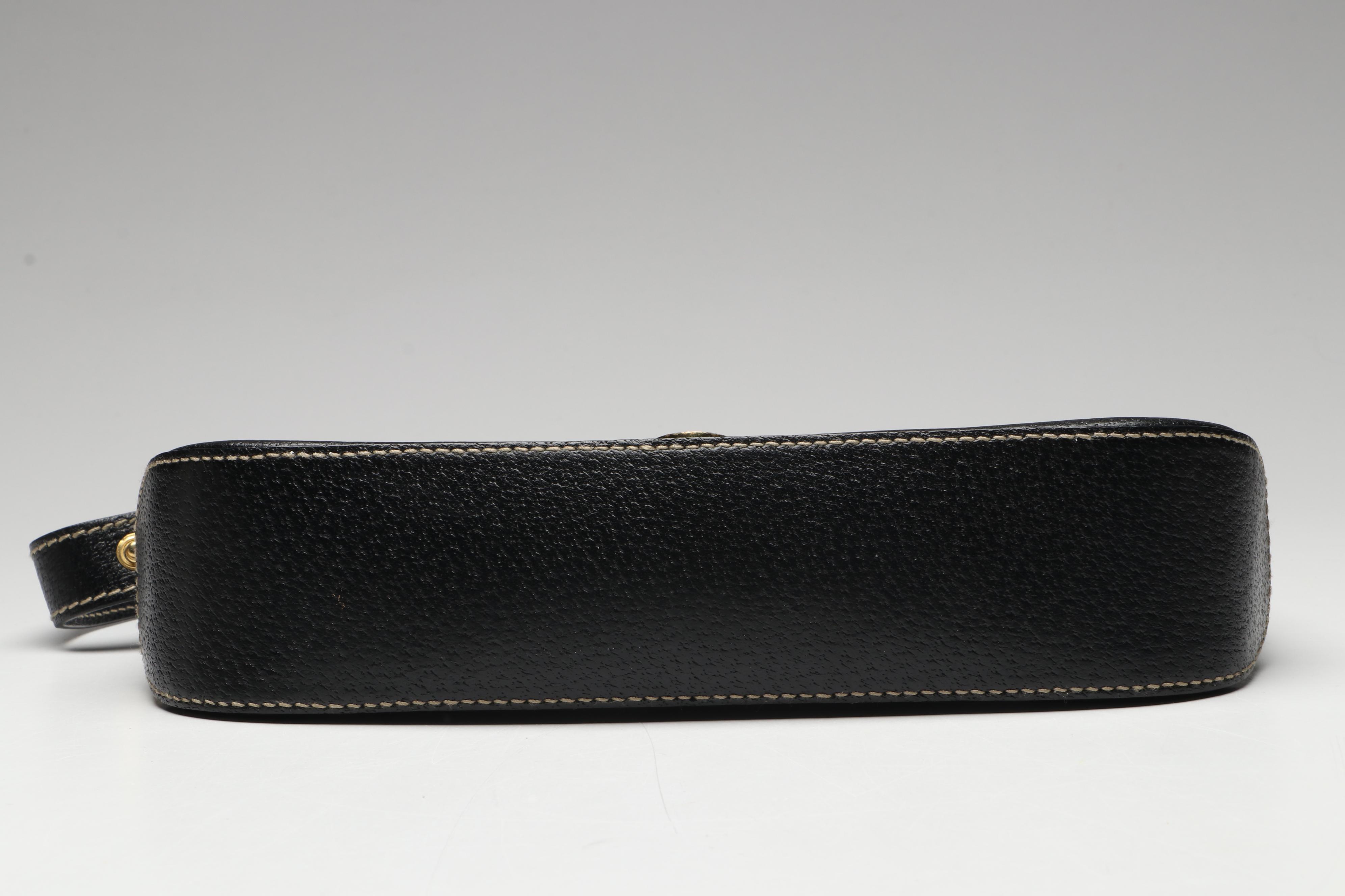 Salvatore Ferragamo Gancini Buckle Shoulder Bag in Black Leather