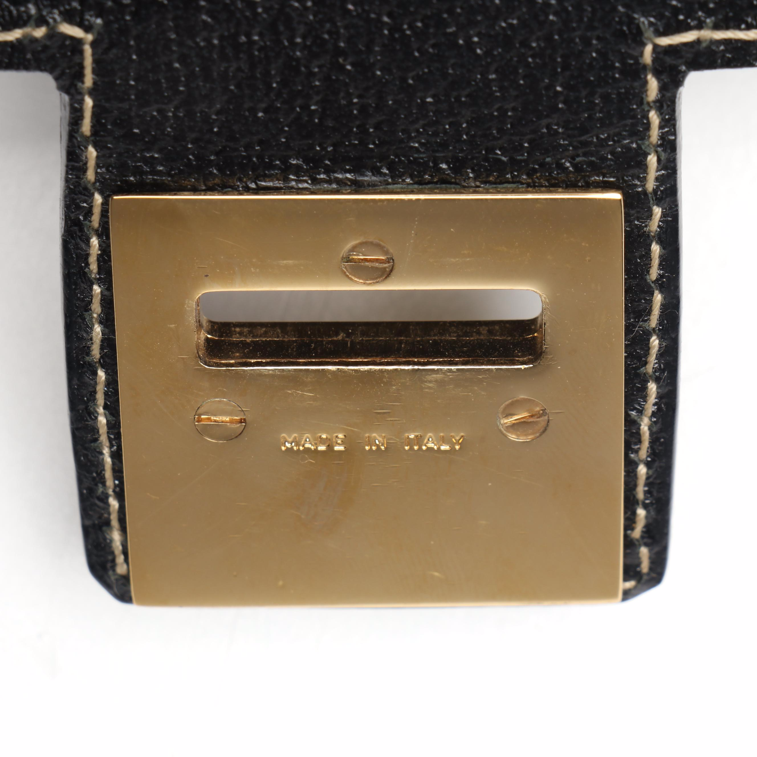 Salvatore Ferragamo Gancini Buckle Shoulder Bag in Black Leather
