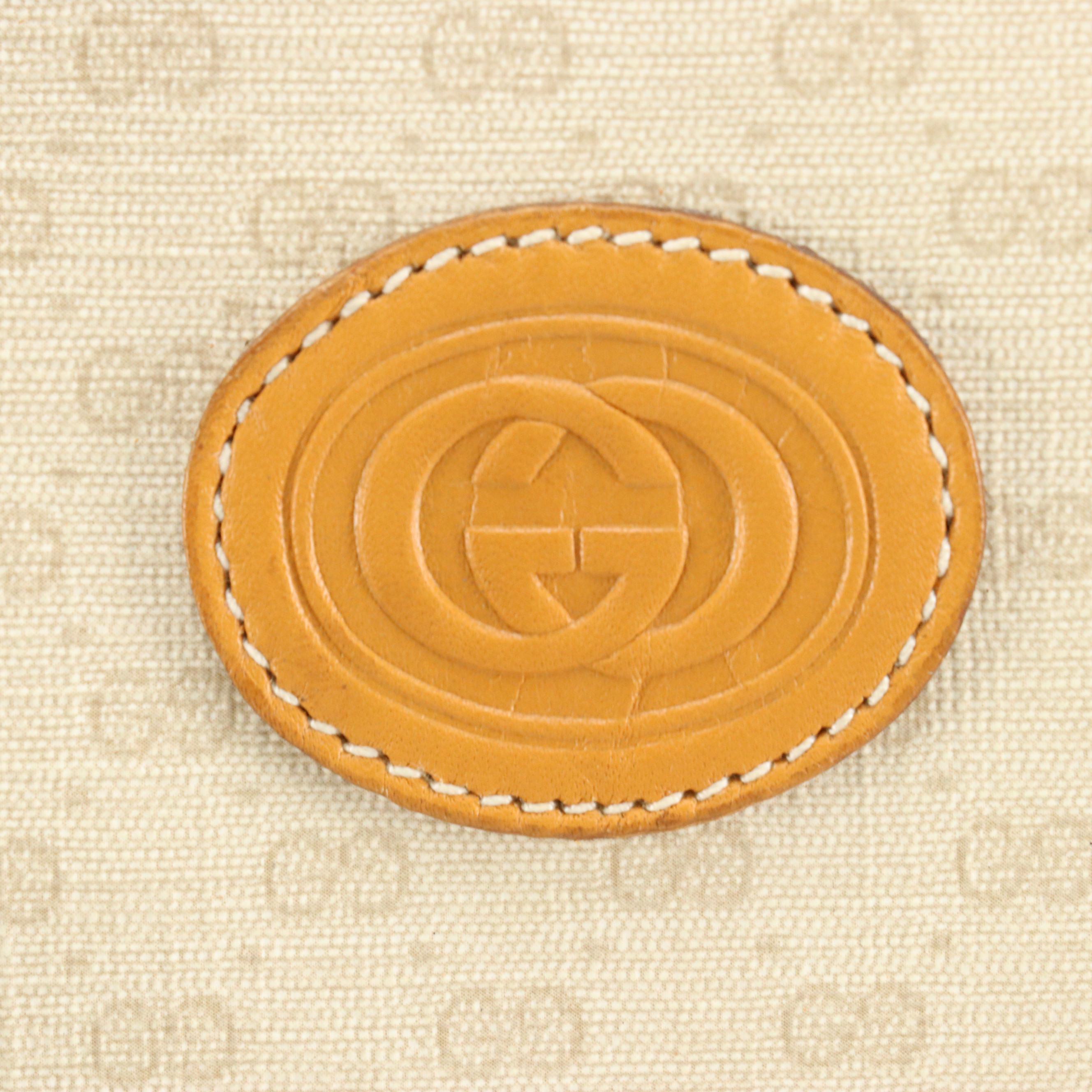 Gucci Interlocking GG Handbag in Micro GG Supreme Canvas with Tan Leather Trim