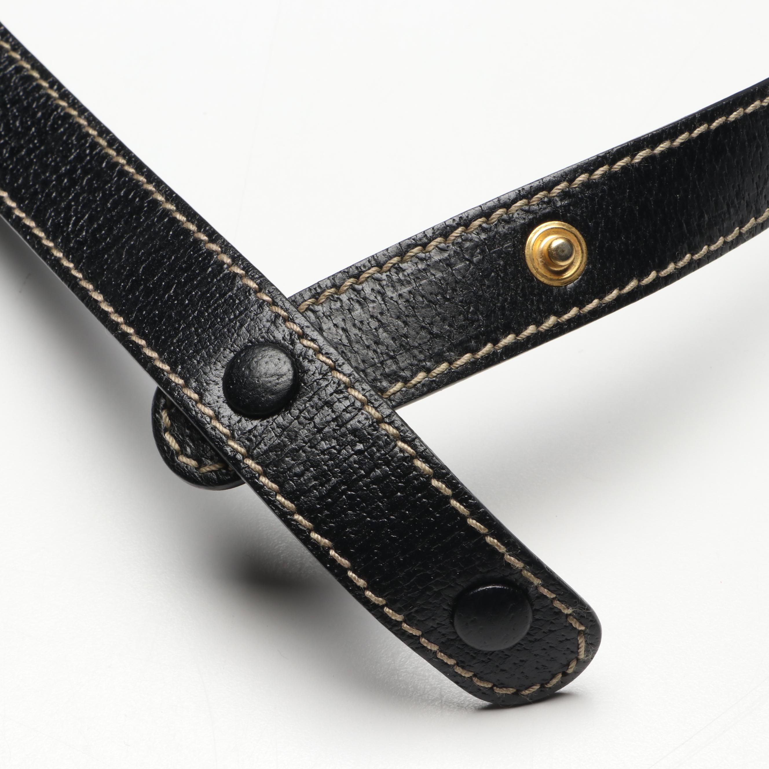 Salvatore Ferragamo Gancini Buckle Shoulder Bag in Black Leather