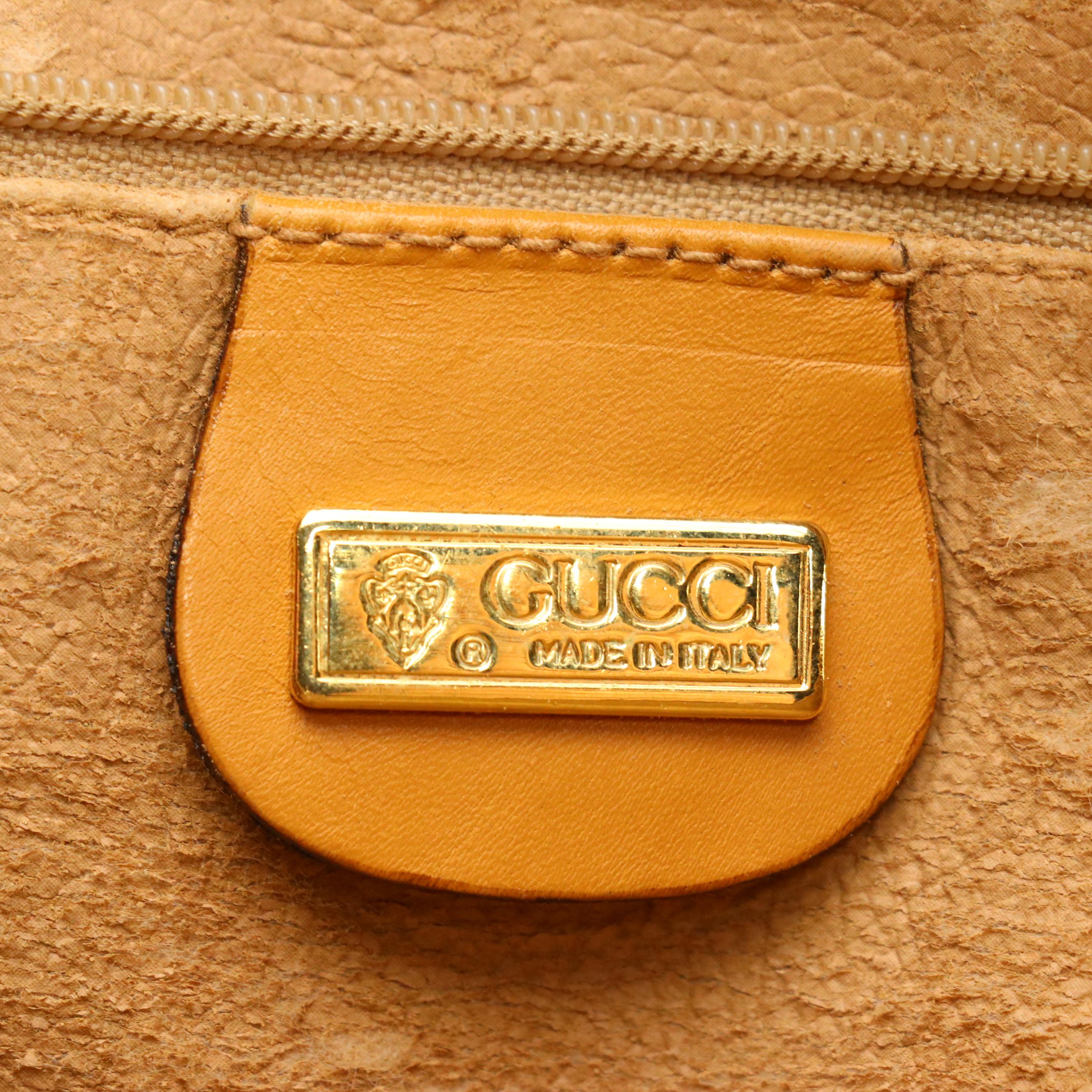 Gucci Interlocking GG Handbag in Micro GG Supreme Canvas with Tan Leather Trim