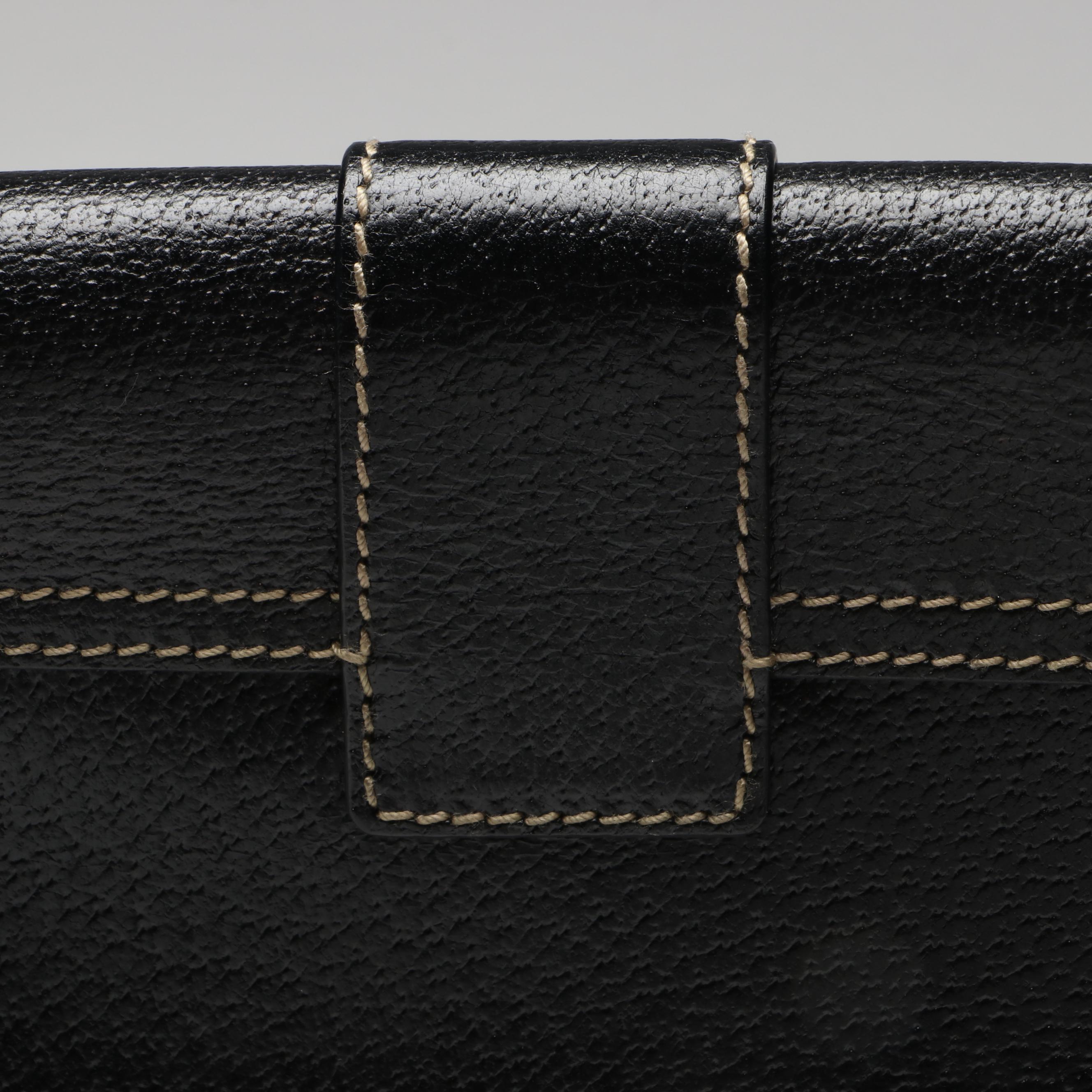 Salvatore Ferragamo Gancini Buckle Shoulder Bag in Black Leather