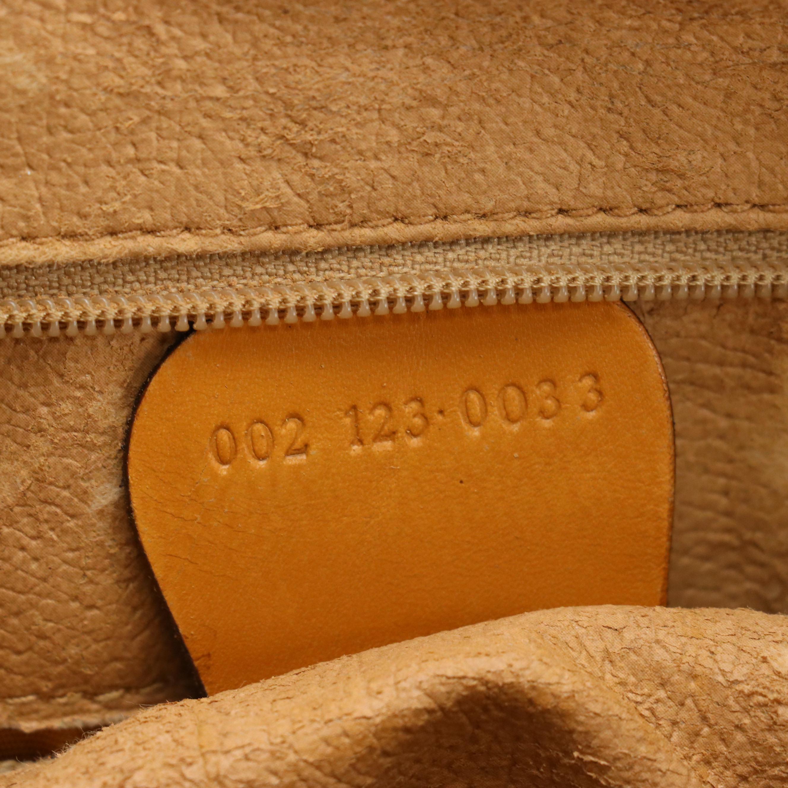Gucci Interlocking GG Handbag in Micro GG Supreme Canvas with Tan Leather Trim