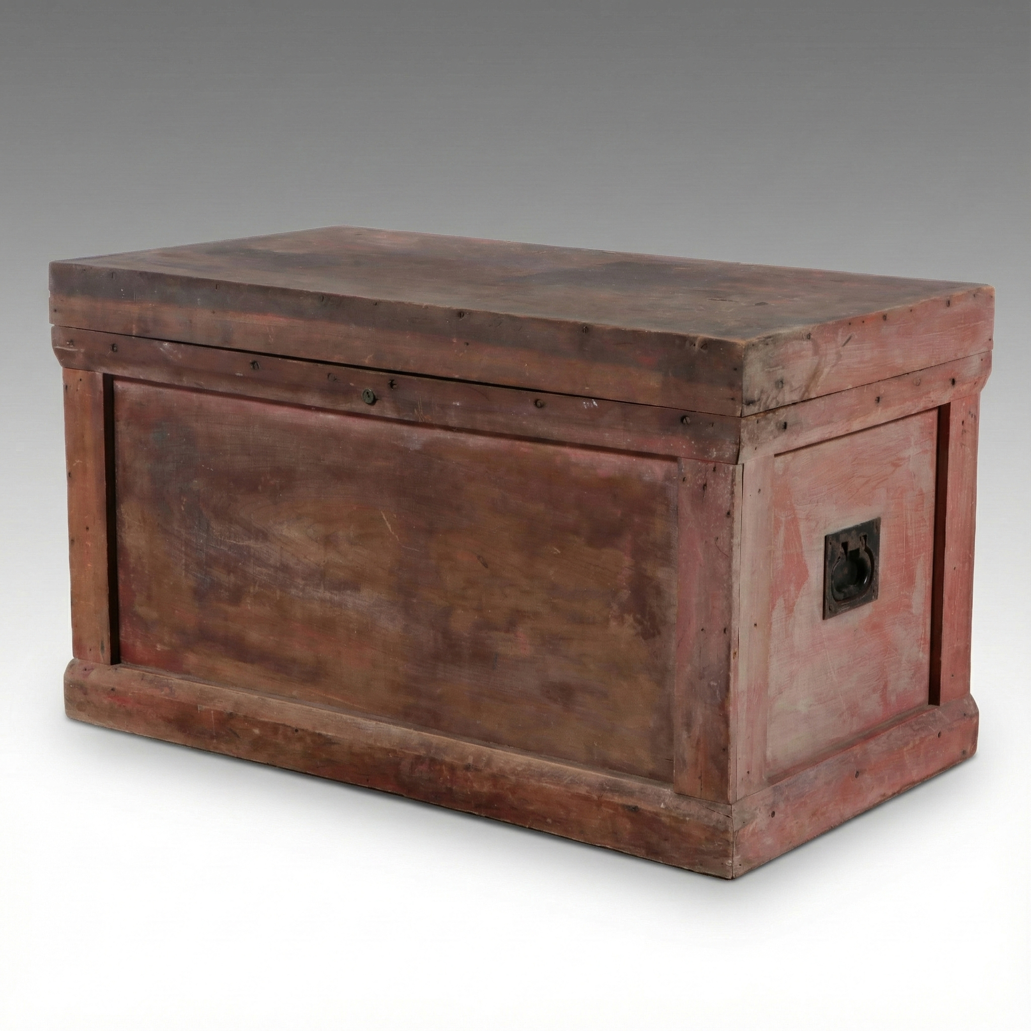 Chinese Red Painted Wooden Trunk