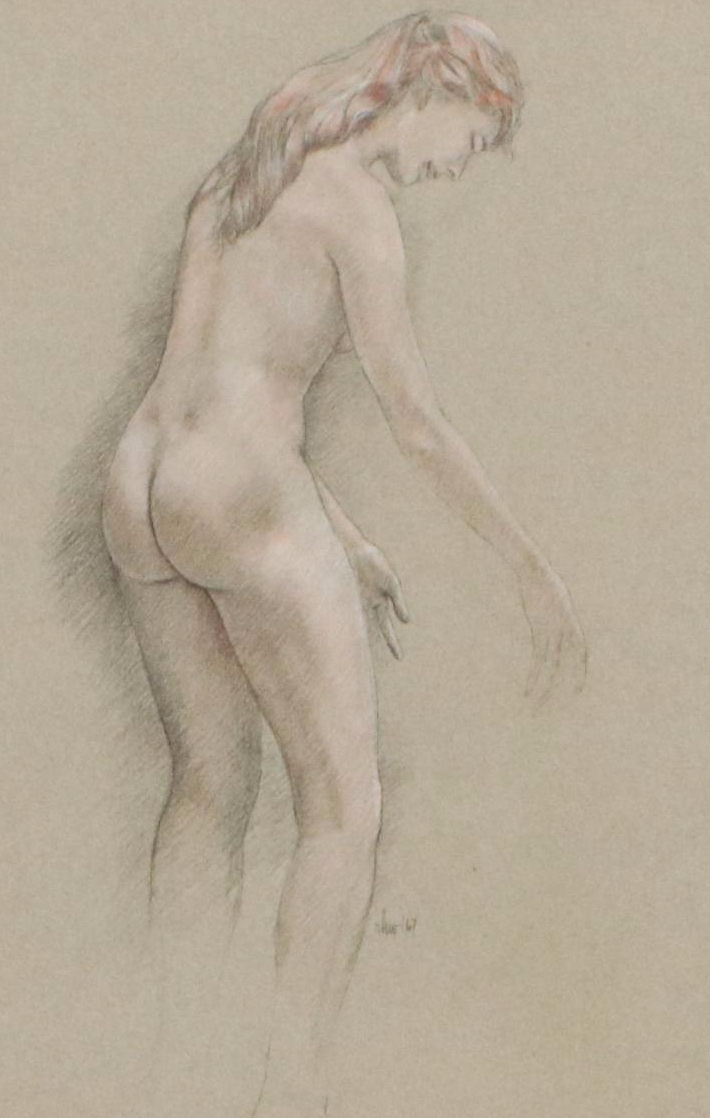 Colored Pencil Drawing of Female Nude, 1967