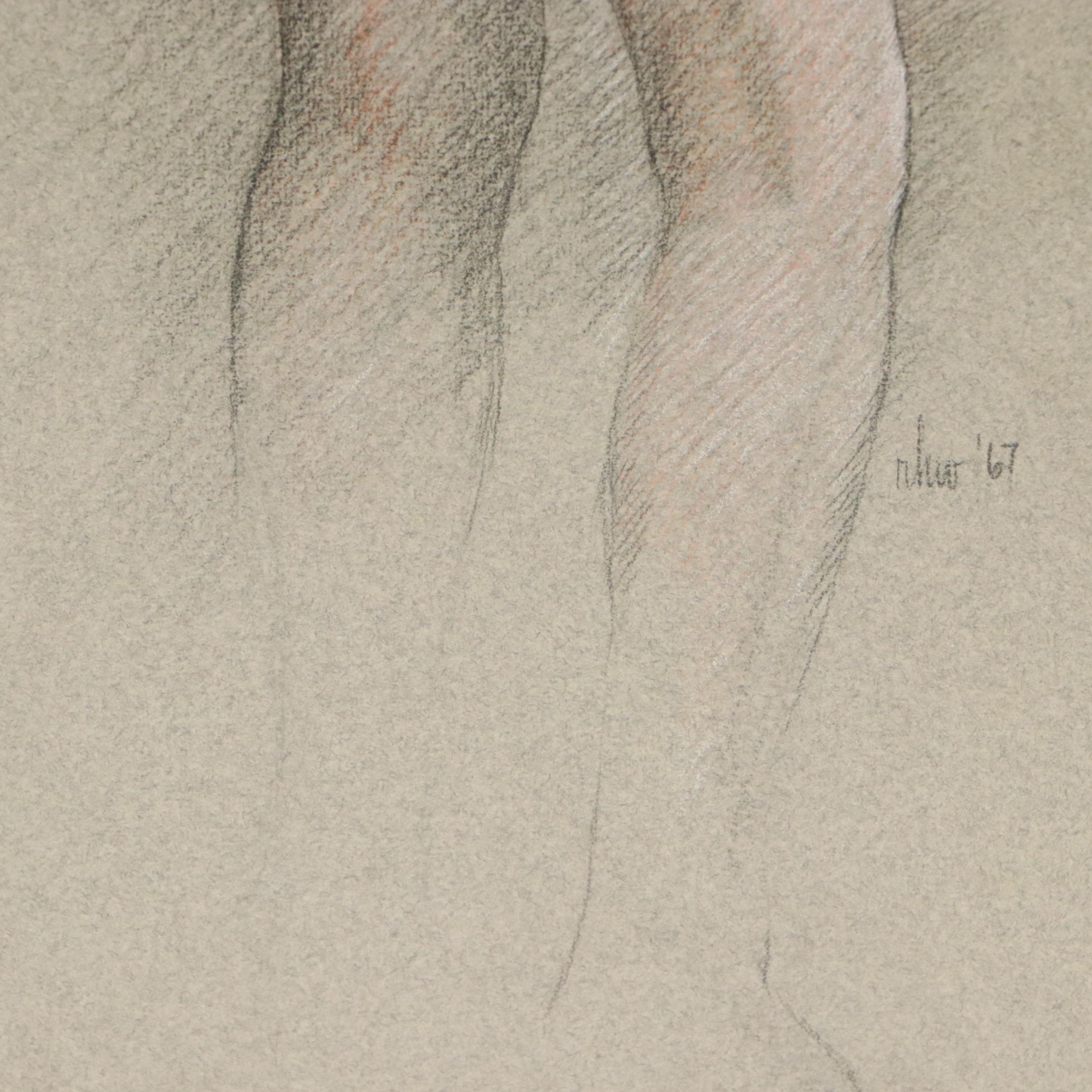 Colored Pencil Drawing of Female Nude, 1967
