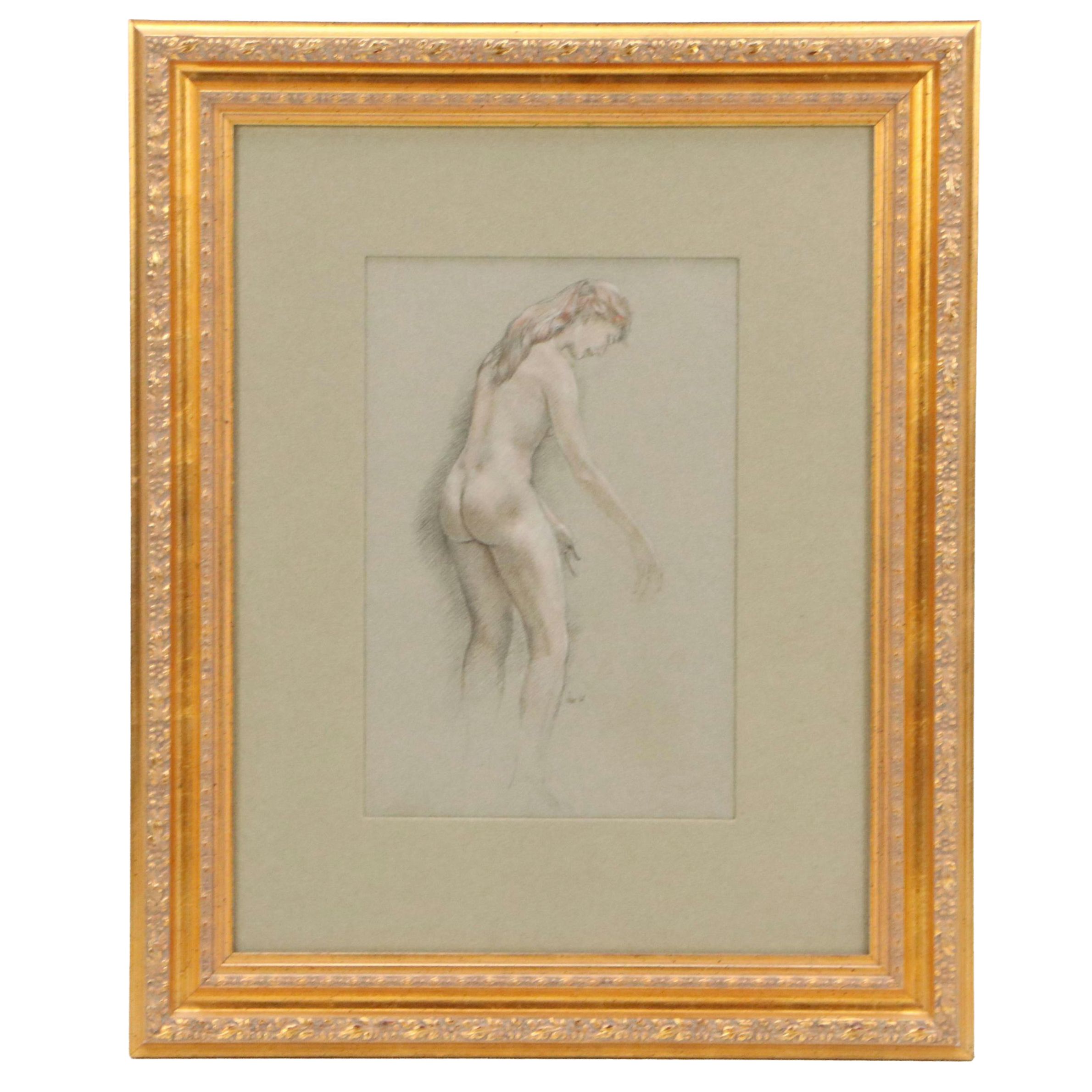 Colored Pencil Drawing of Female Nude, 1967