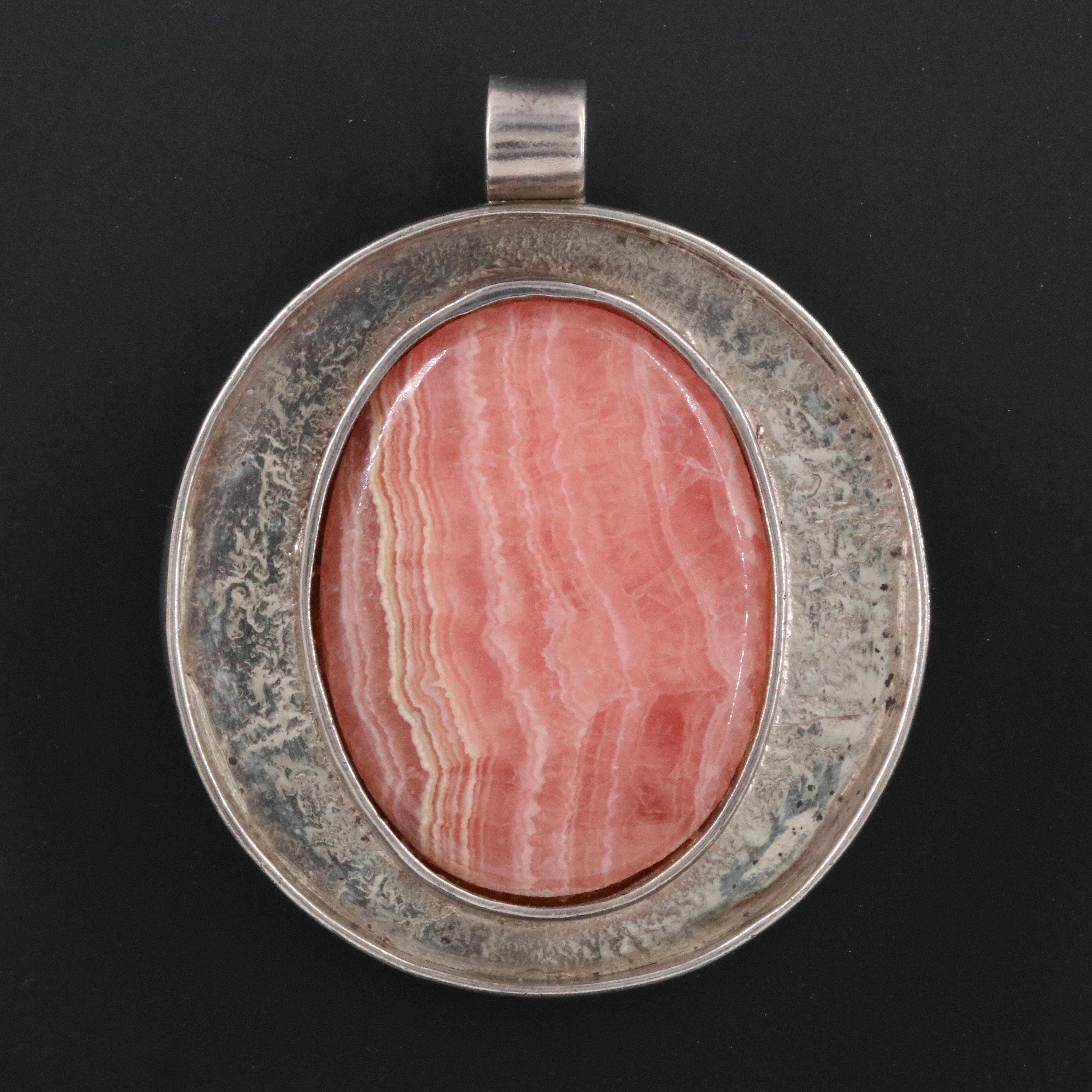 Sterling Rhodochrosite Slide Pendant