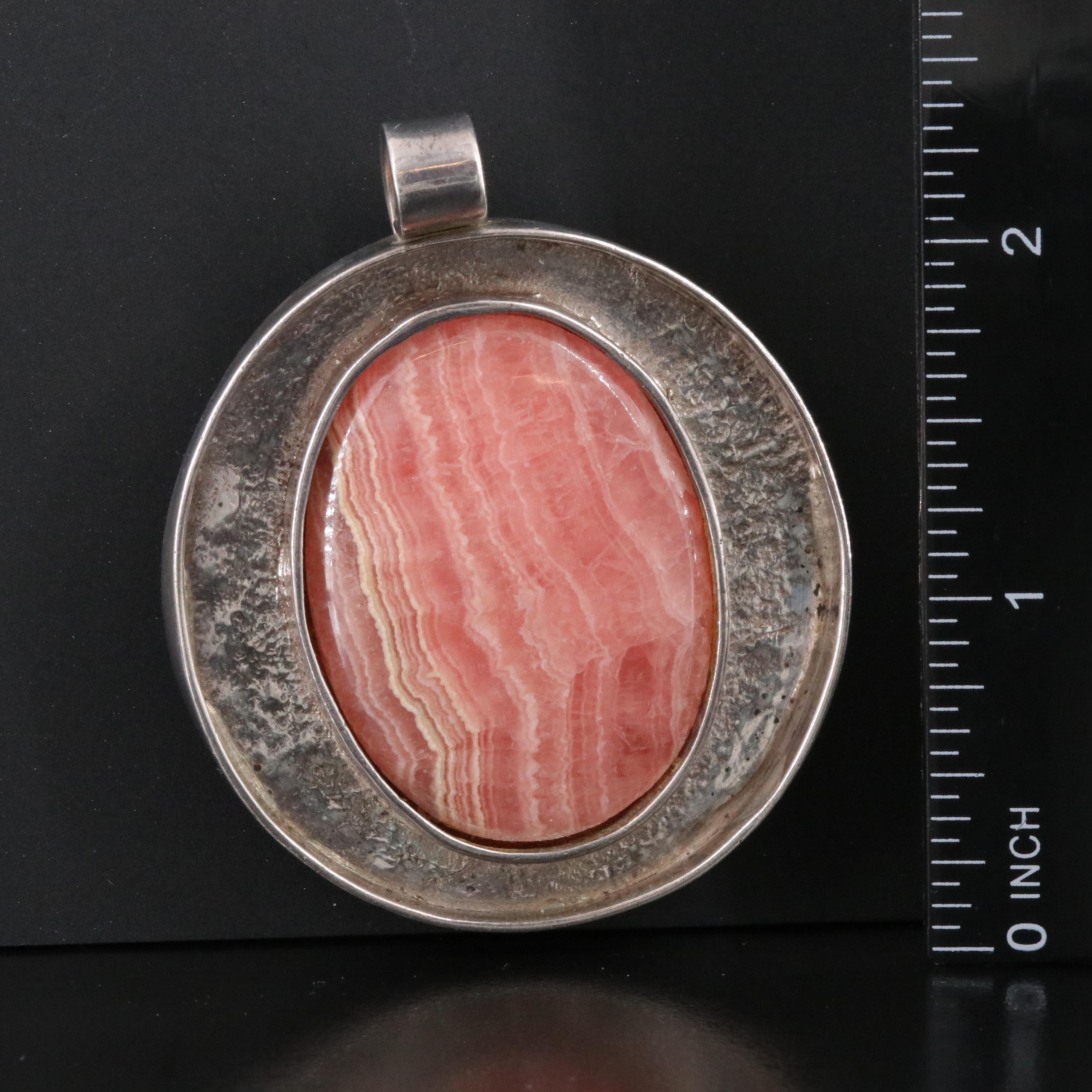 Sterling Rhodochrosite Slide Pendant