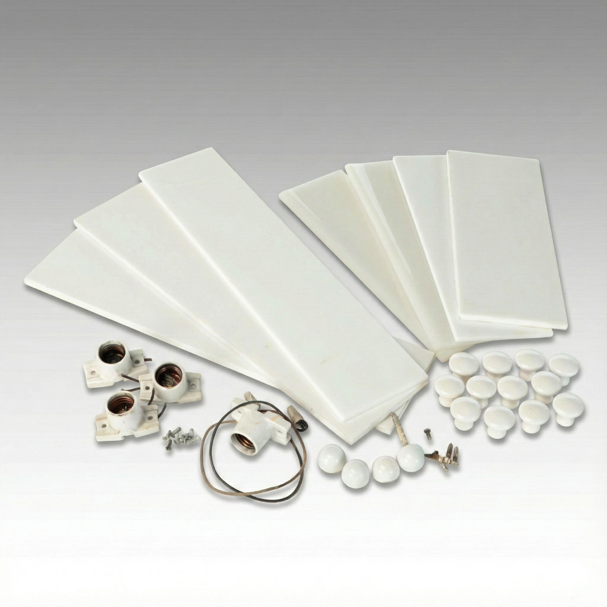 Milk Glass Medicine Cabinet Shelves with Porcelain Plumbing Salvage, Vintage