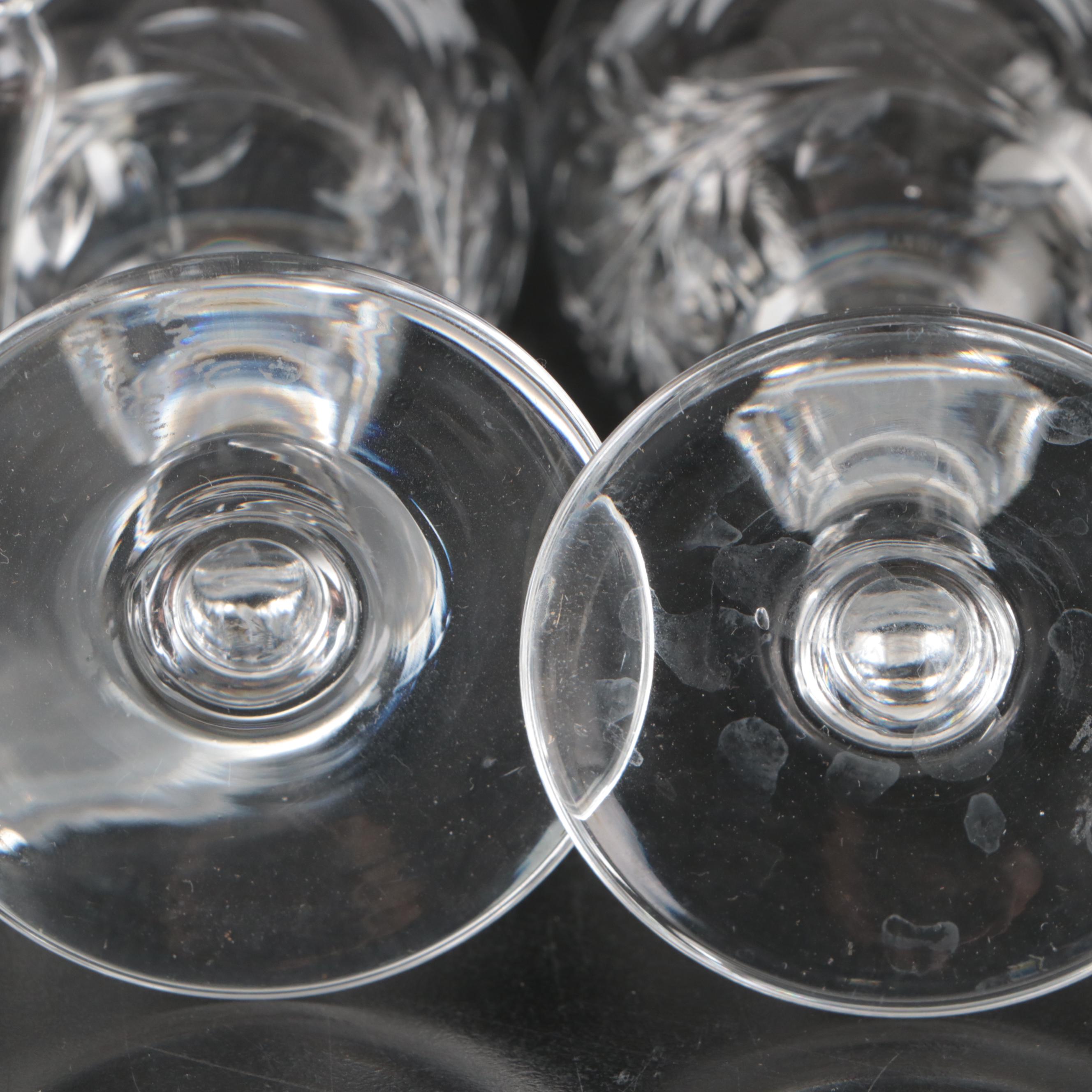 Royal Brierley "Honeysuckle" Old Fashioneds with Other Etched Crystal Stemware