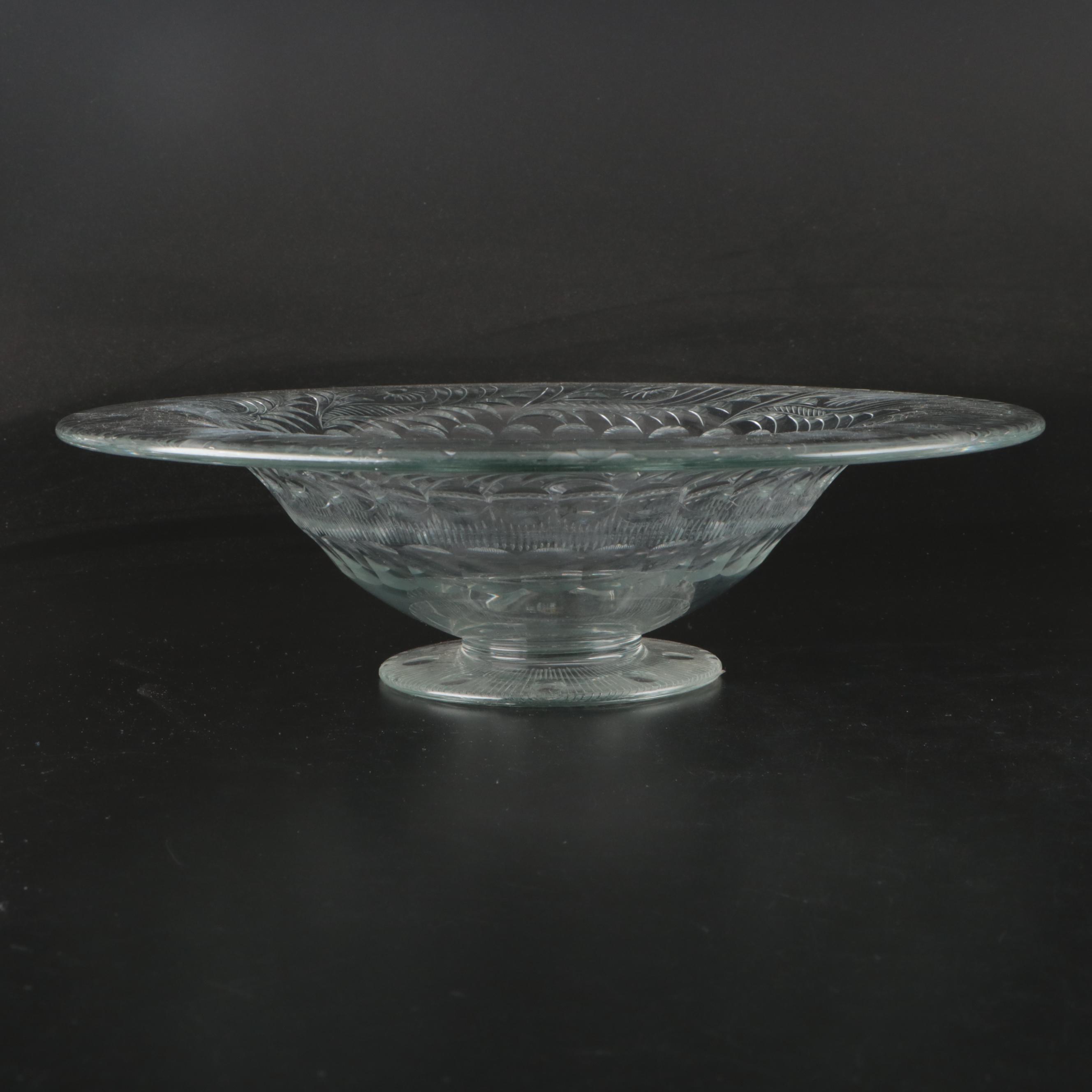 Floral Patterned Glass Footed Centerpiece