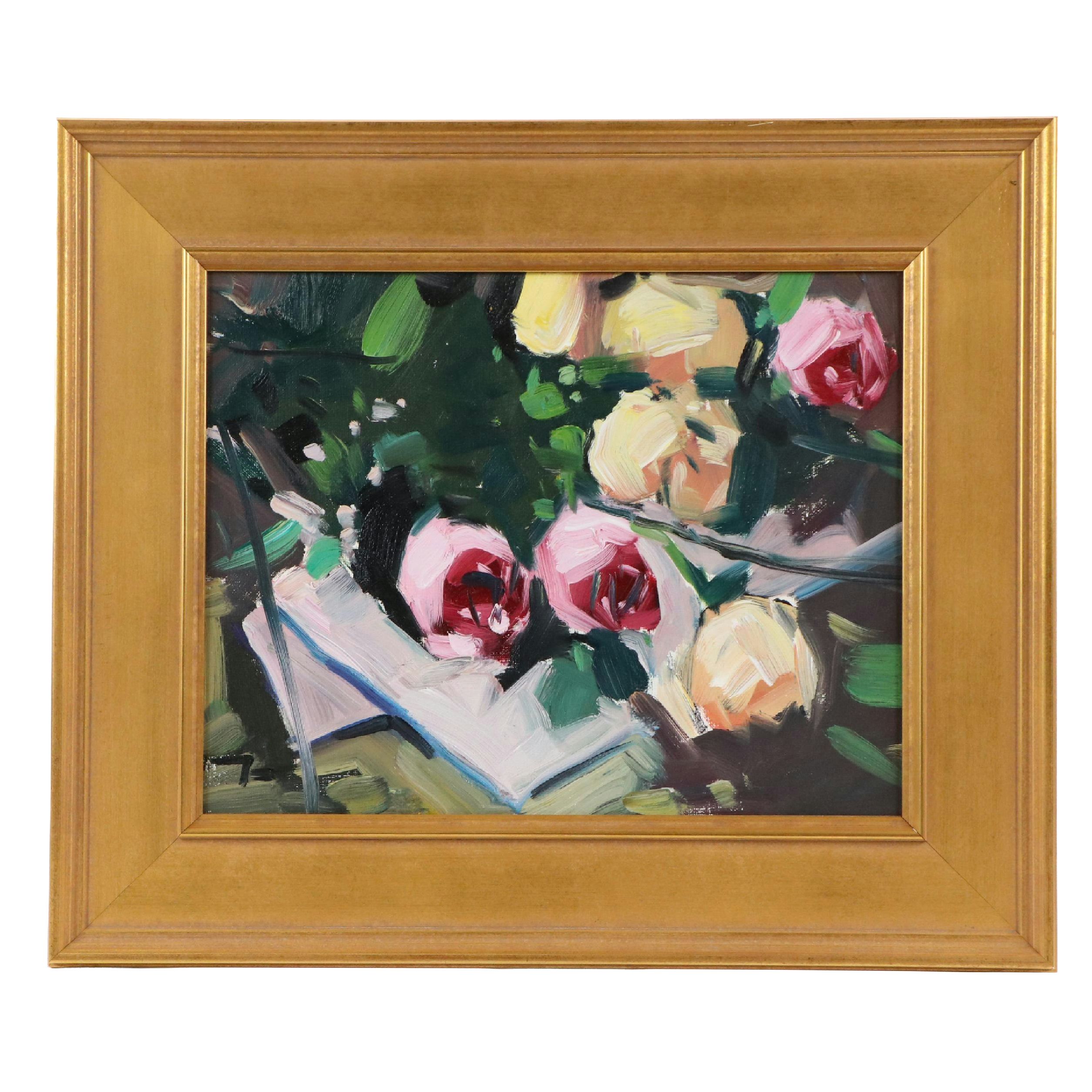 Jose Trujillo Oil Painting "Roses," 2019