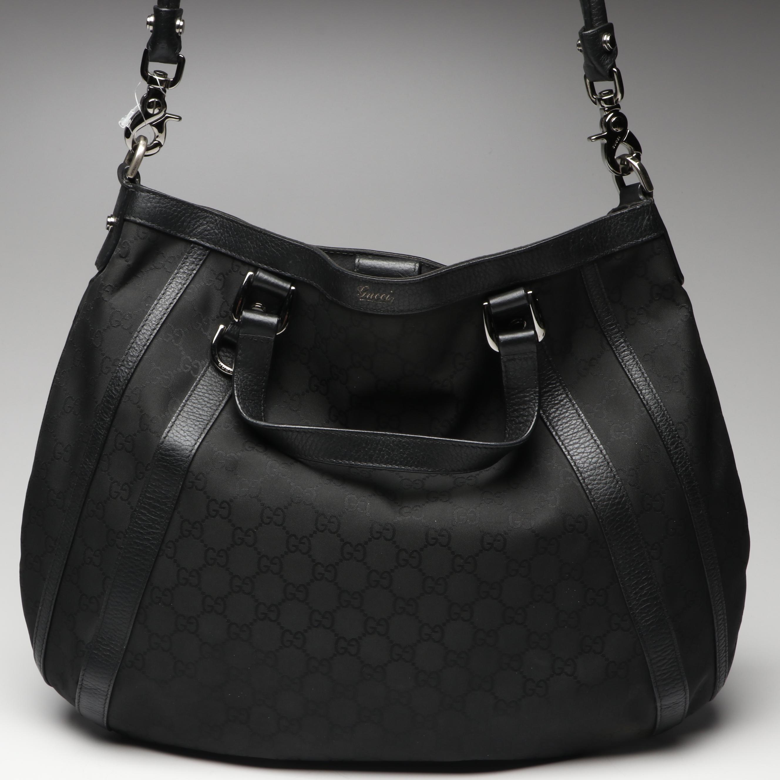 Gucci Abbey Convertible Hobo Bag in GG Canvas with Leather Trim
