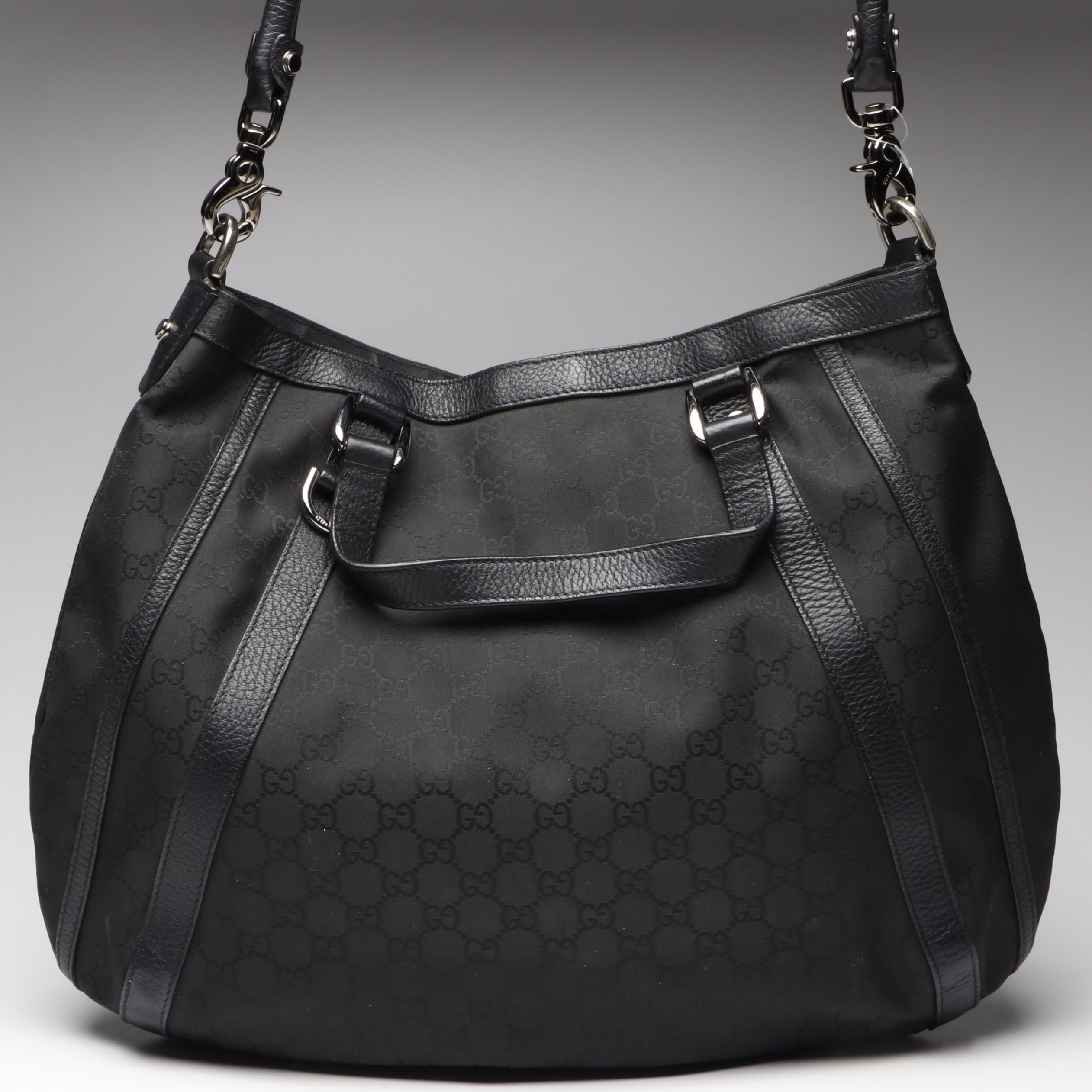 Gucci Abbey Convertible Hobo Bag in GG Canvas with Leather Trim