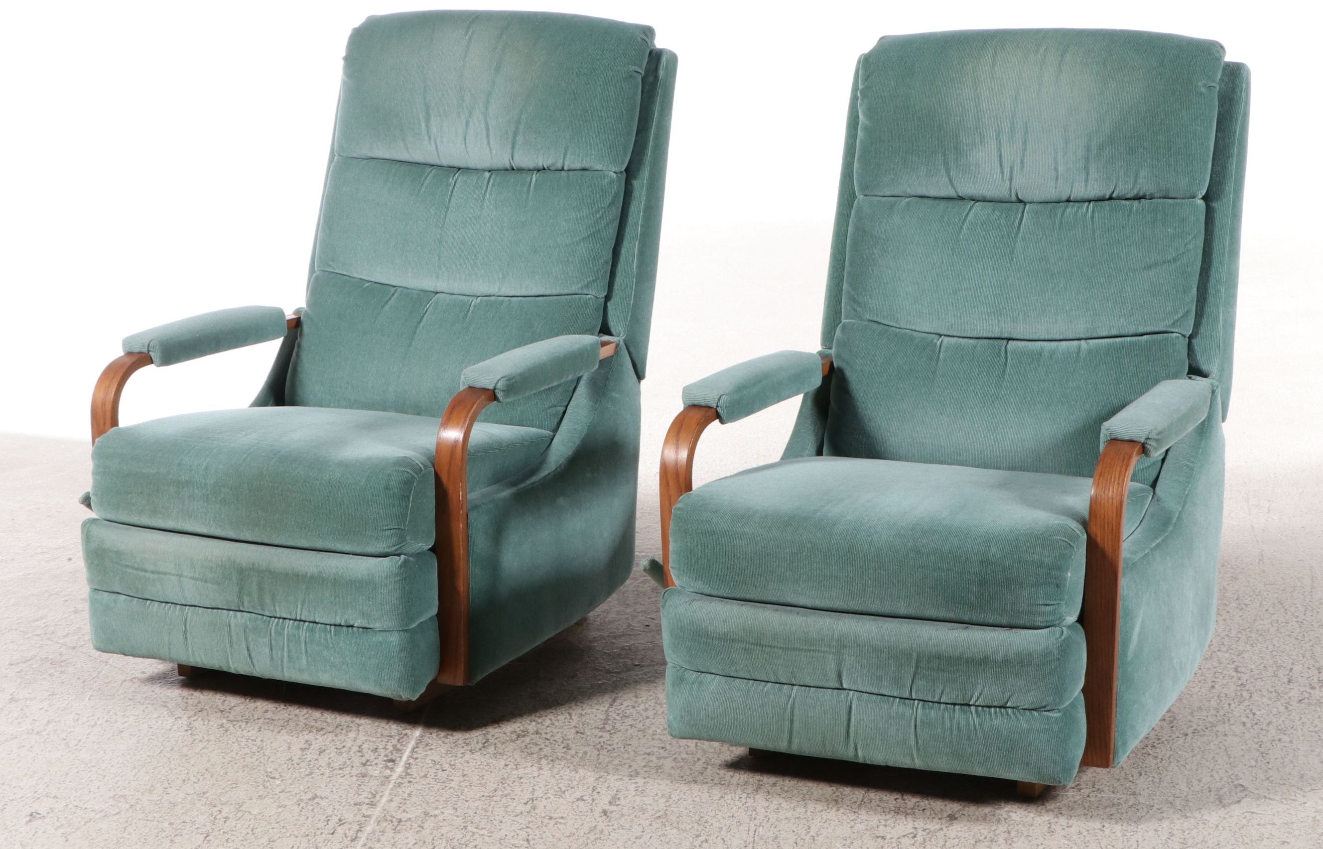Pair of Vintage Corduroy Upholstered Recliners