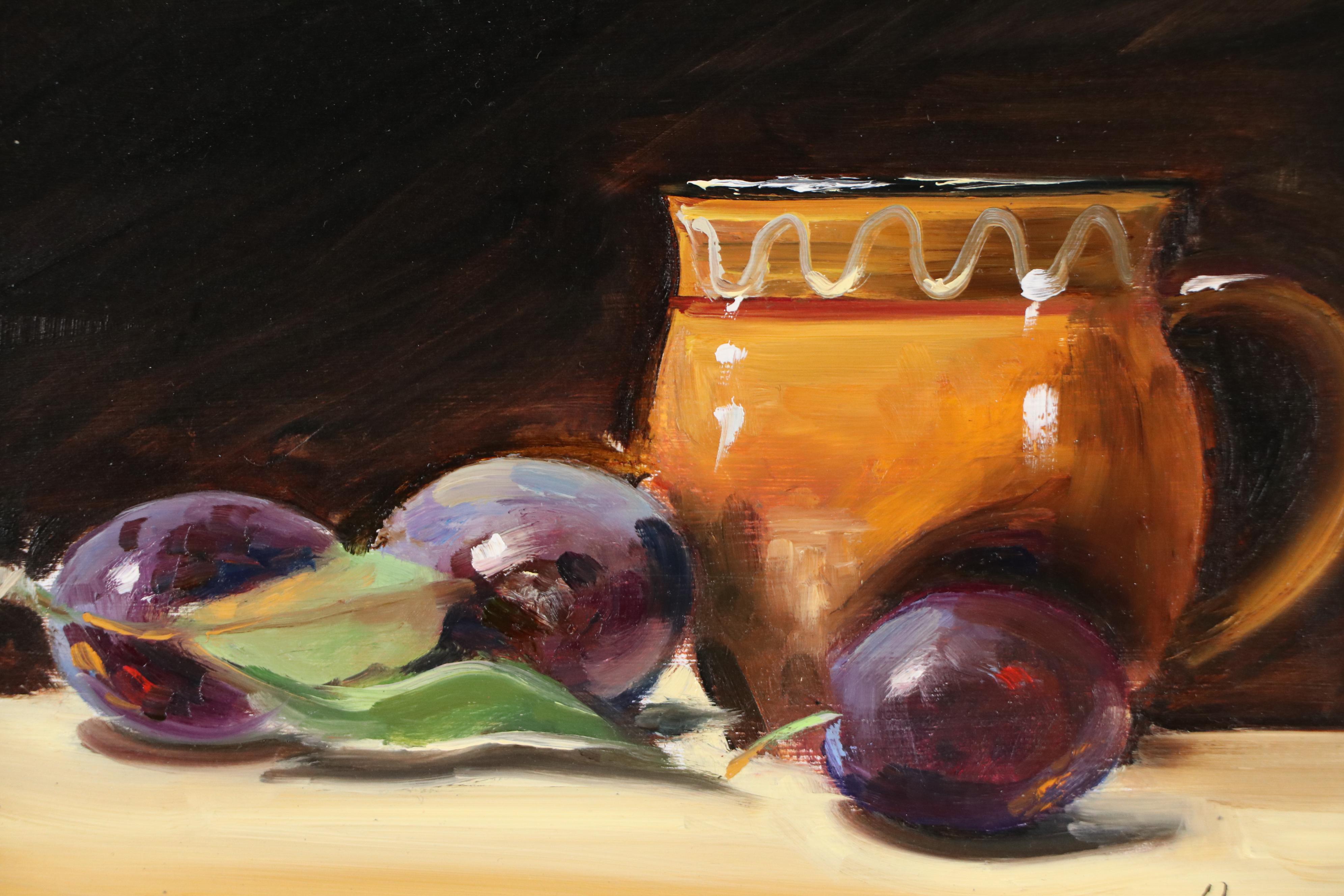 Natalia Demenko Oil Painting of Still Life with Plums, 21st Century