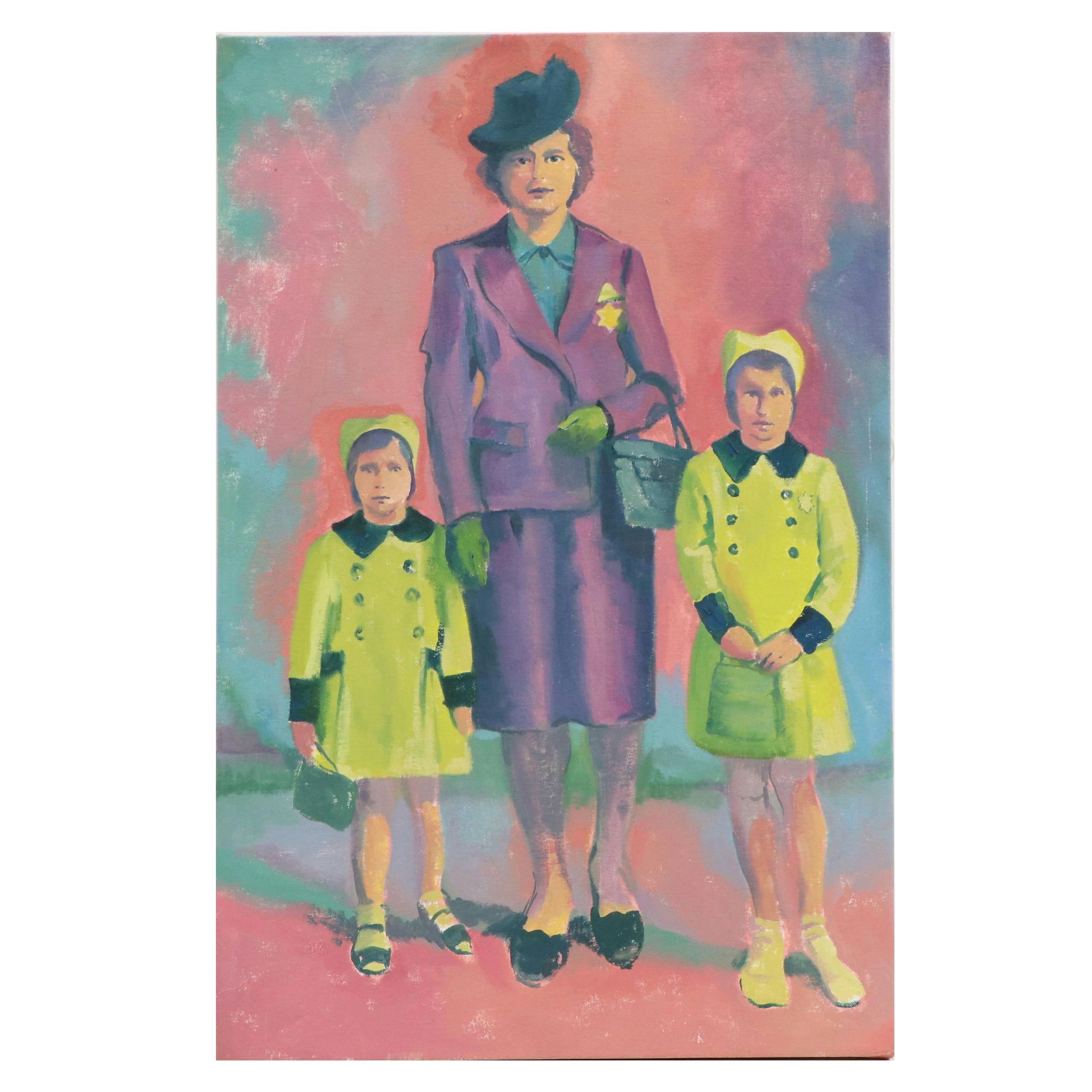 Victoria Jensen Oil Painting of WWII Era Portrait of Mother and Daughters