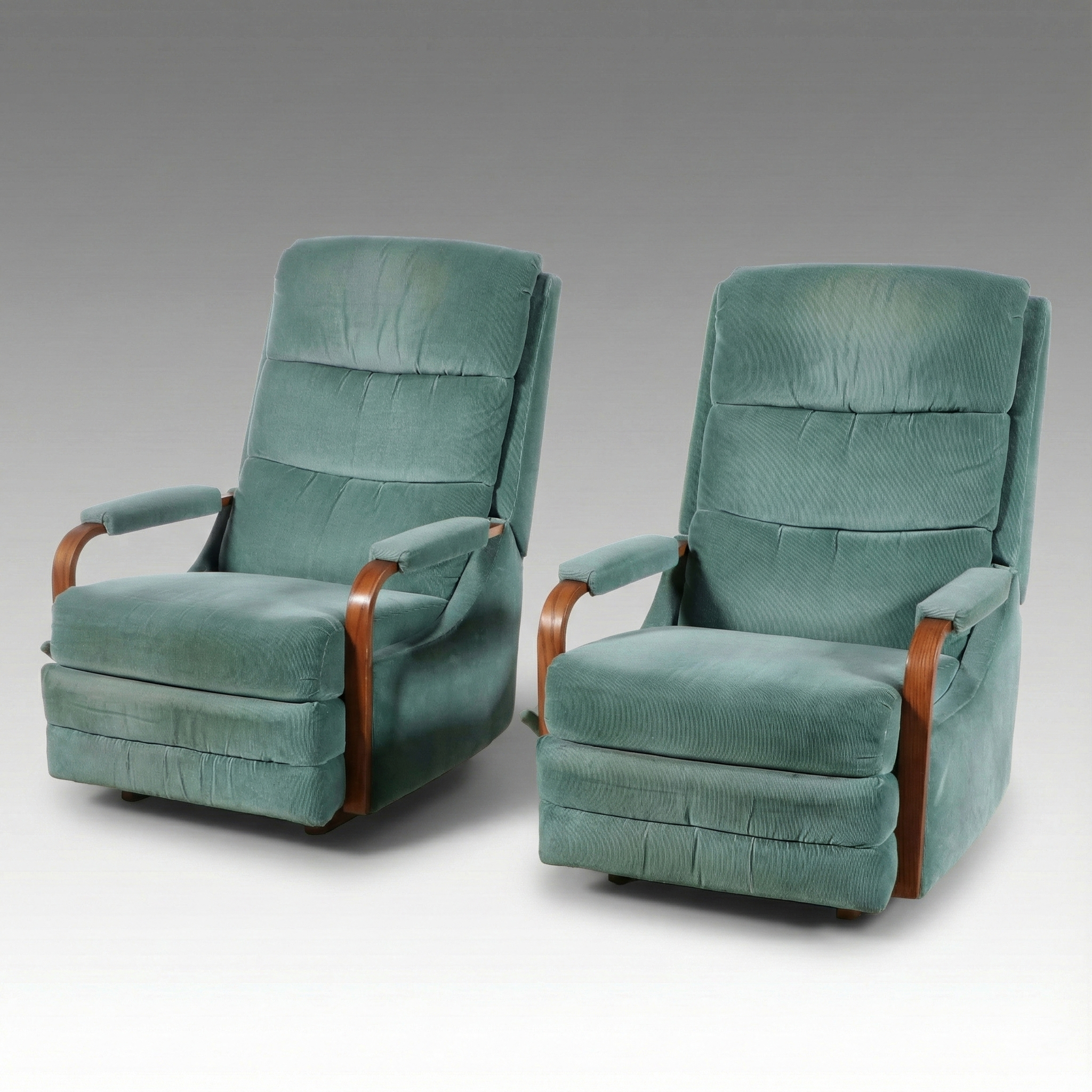 Pair of Vintage Corduroy Upholstered Recliners