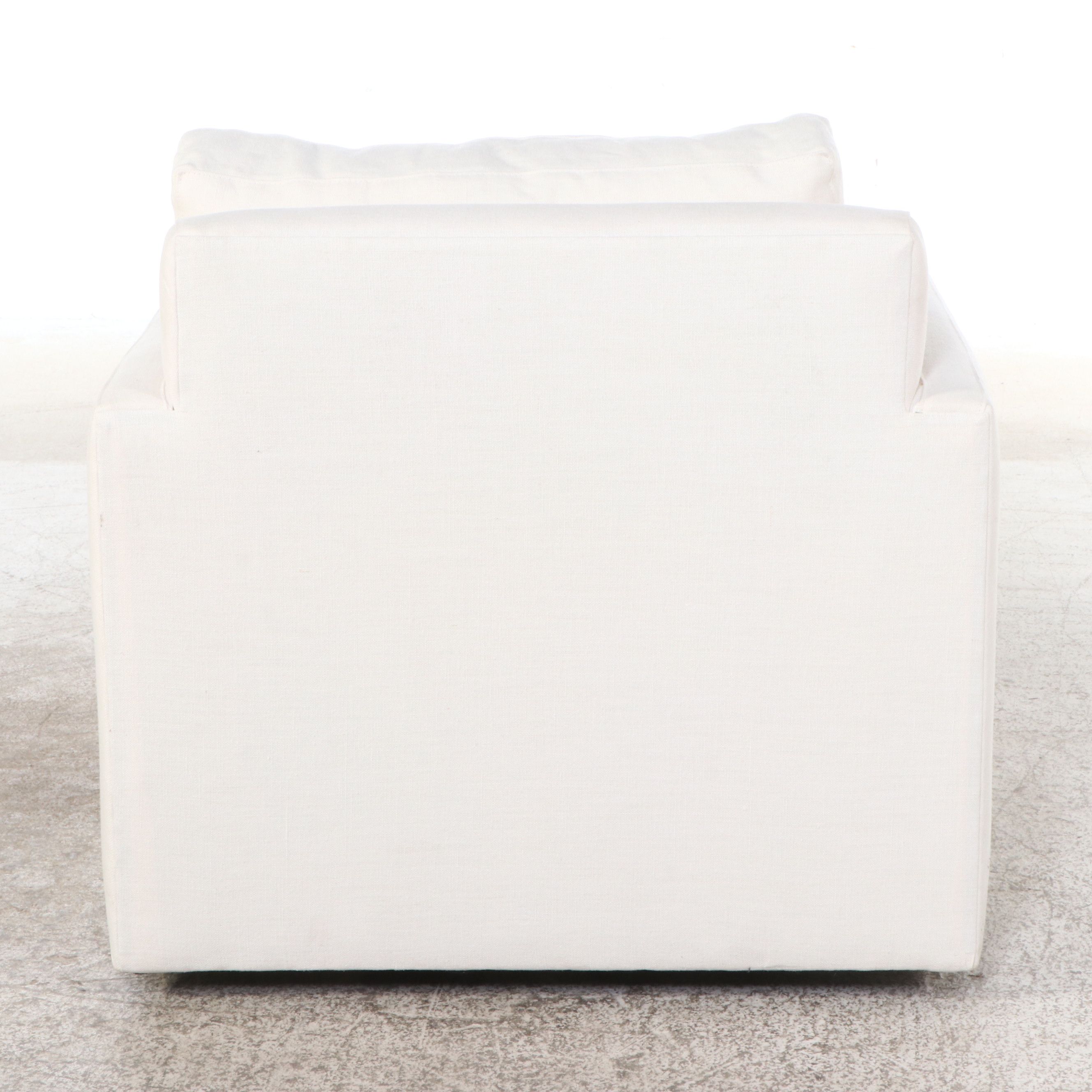 Arhaus Camden Collection Fabric Upholstered Swivel Club Chair