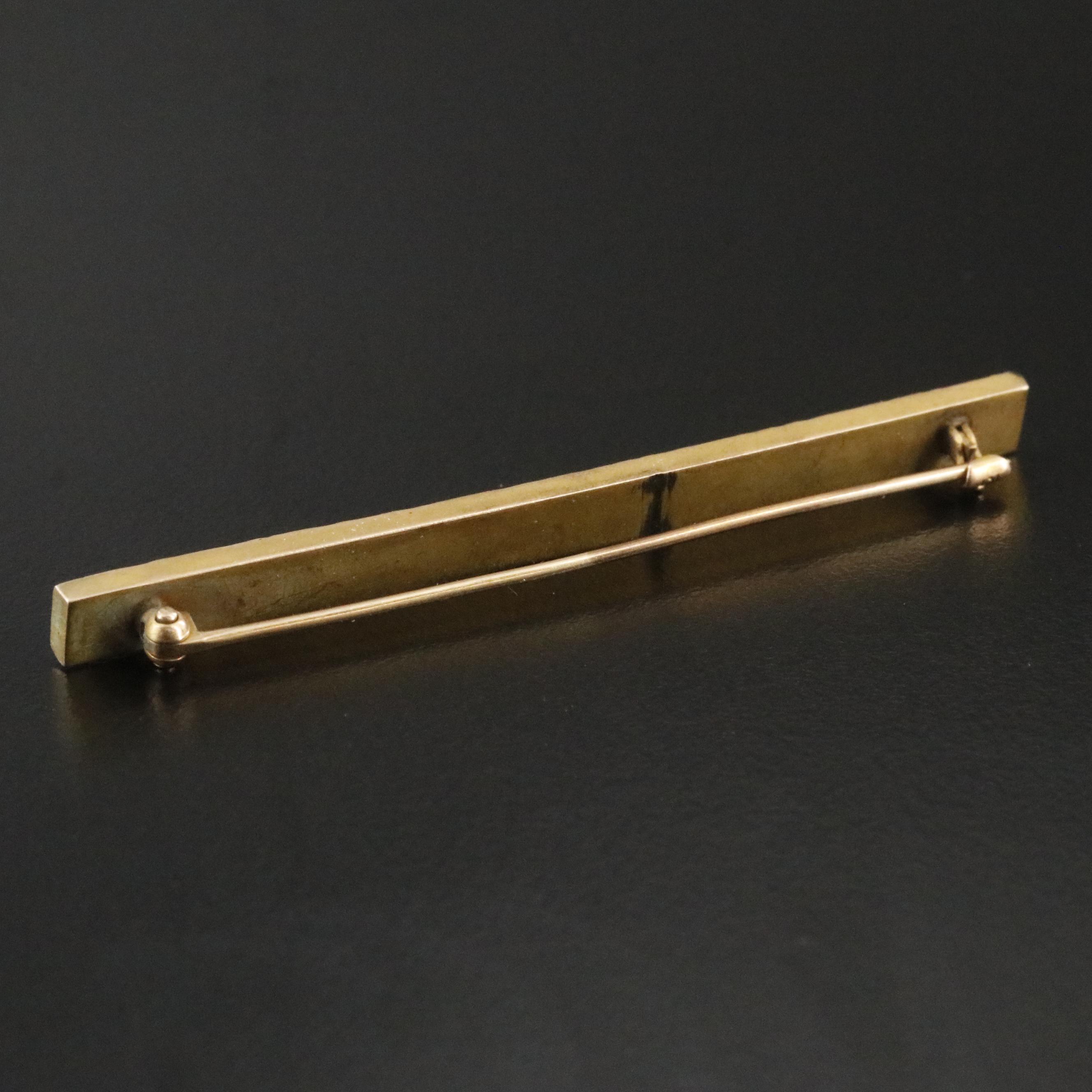 10K Engraved Bar Brooch
