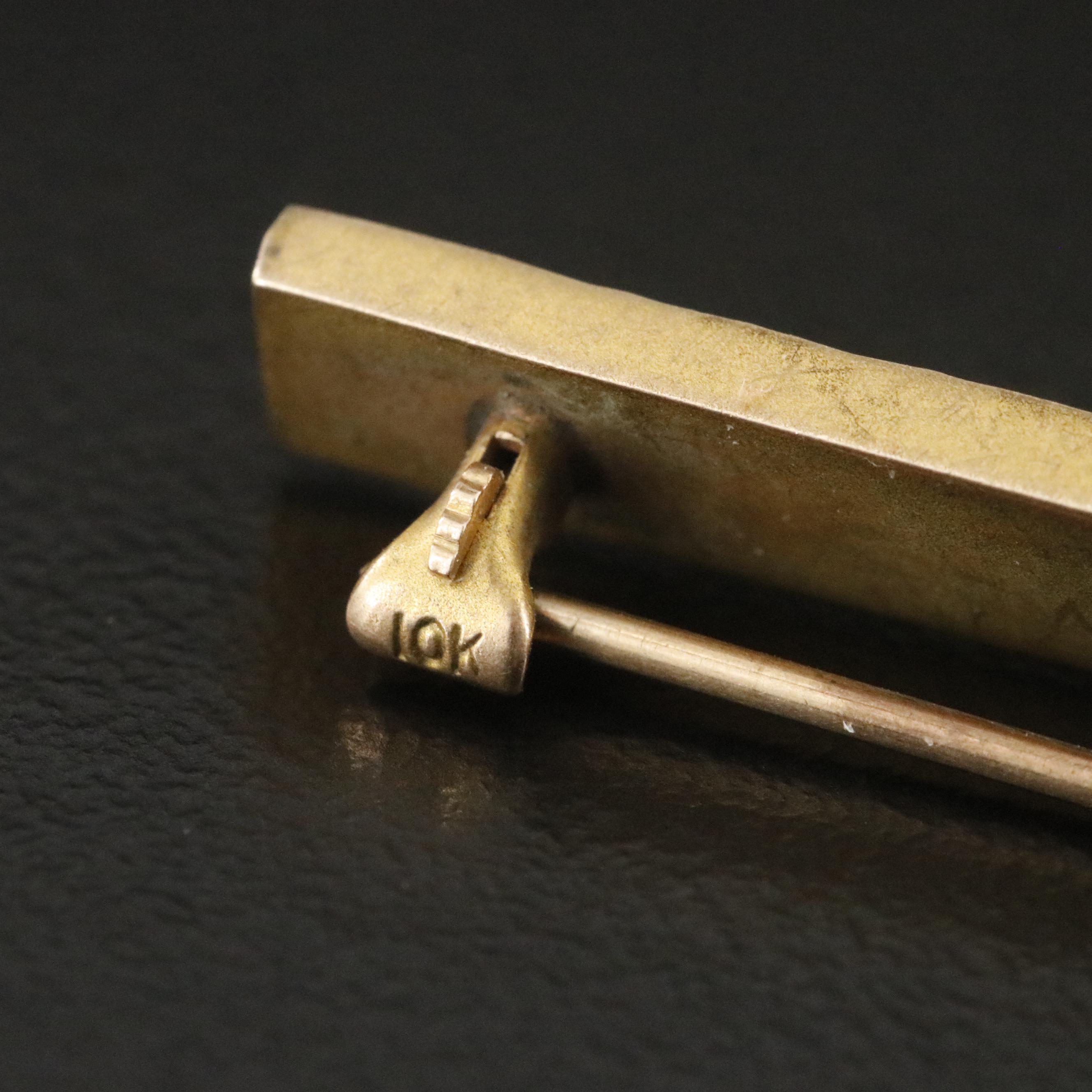 10K Engraved Bar Brooch
