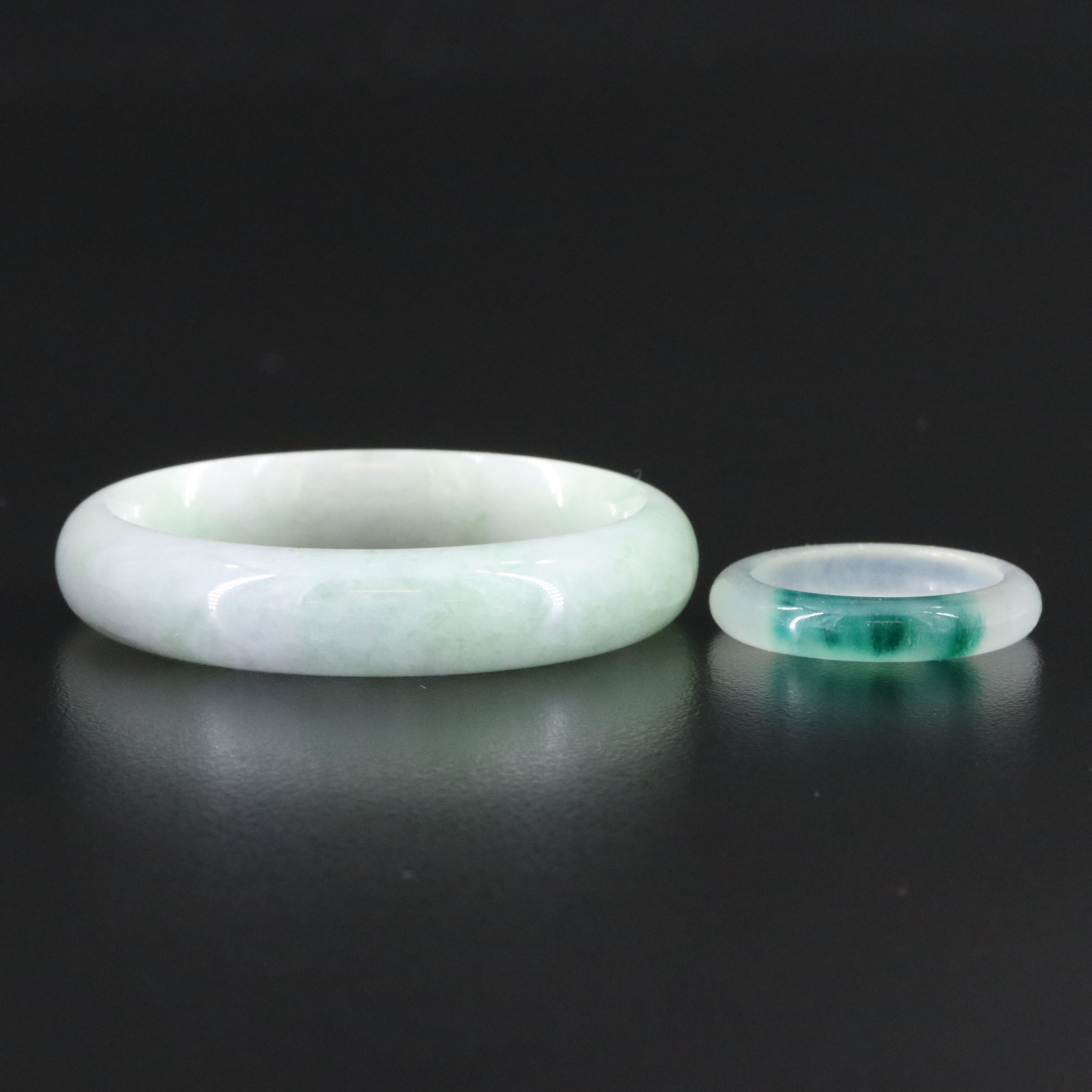 Jadeite and Quartz Bangle Bracelets and Ring