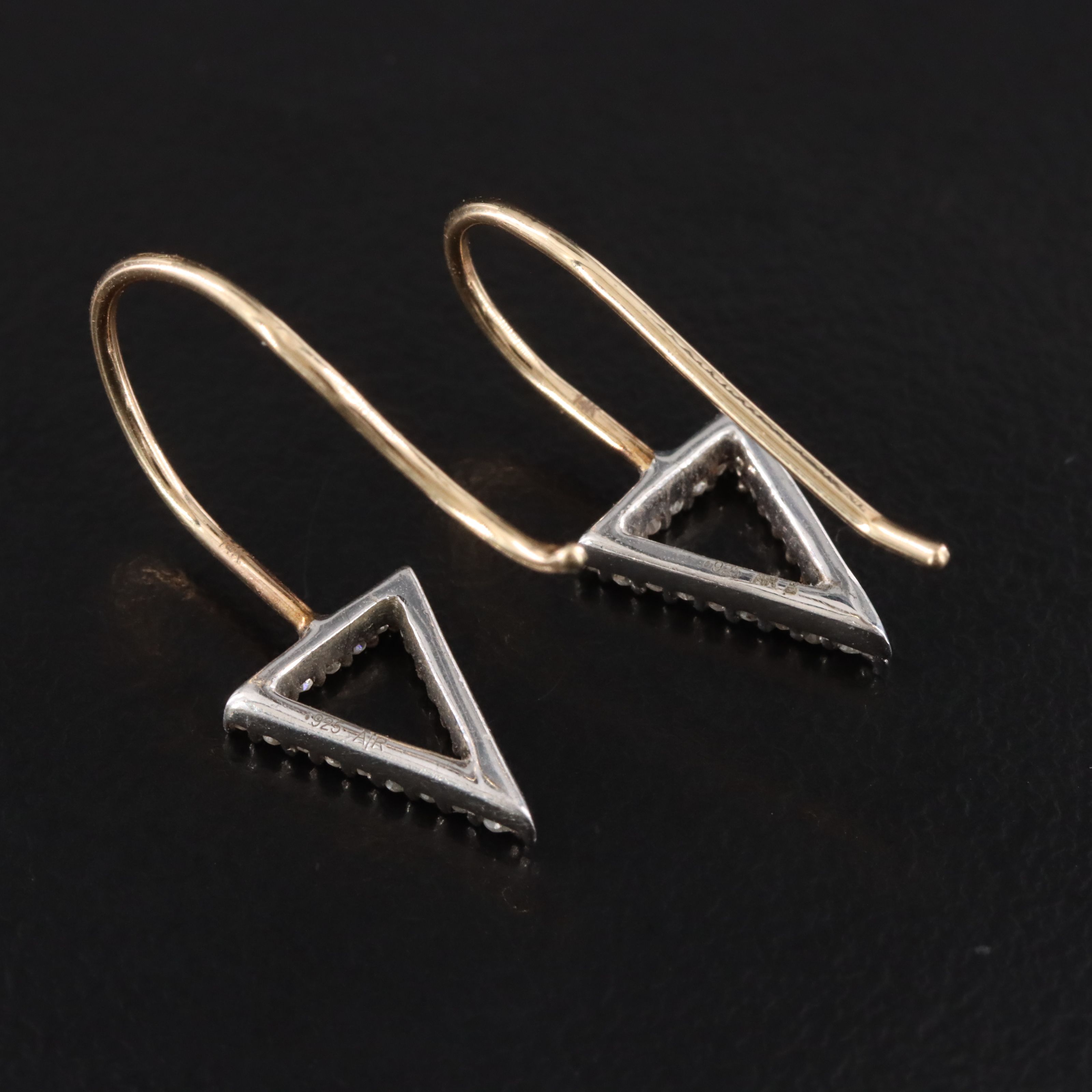 Sterling and 14K 0.24 CTW Diamond Geometric Earrings
