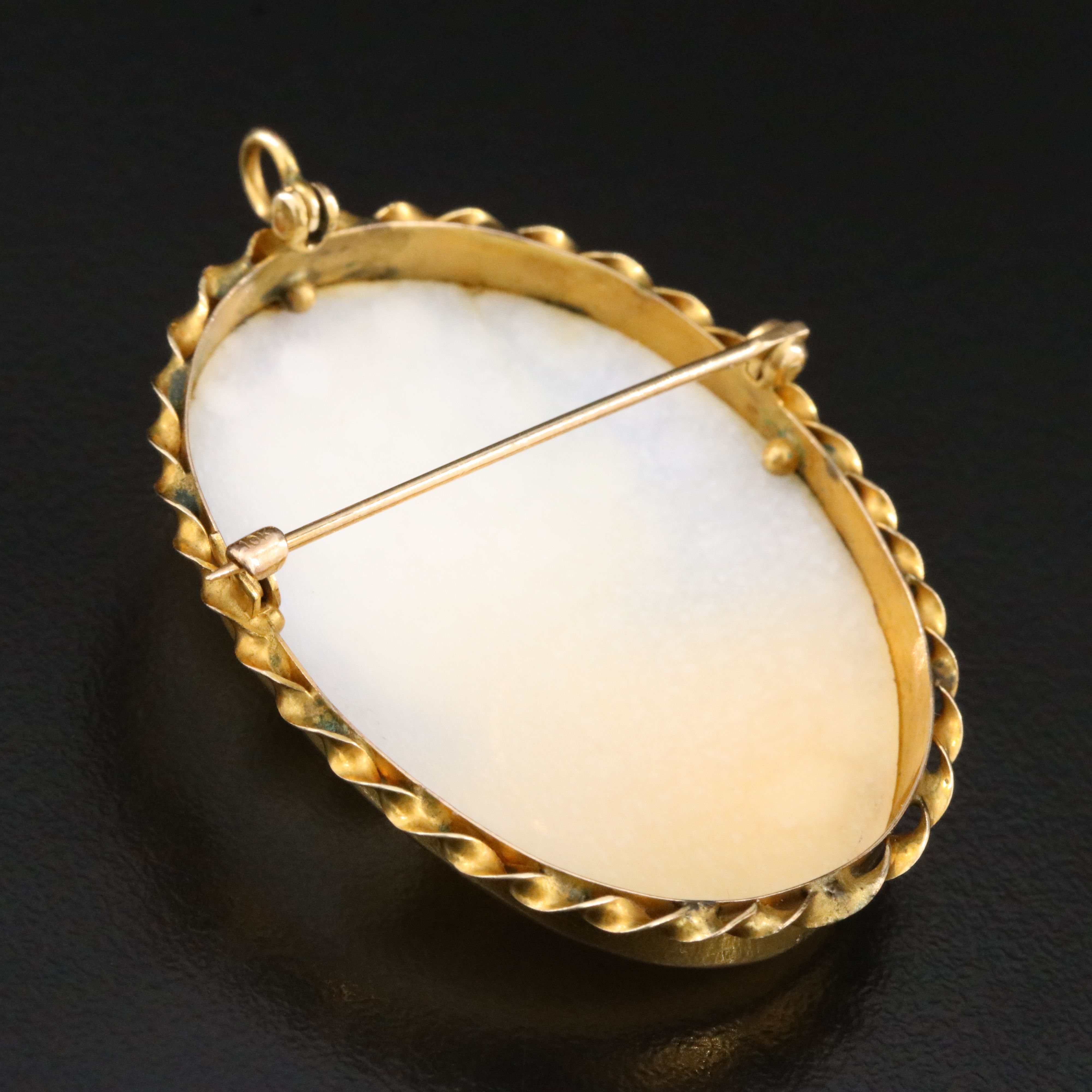 10K Shell Cameo Converter Brooch