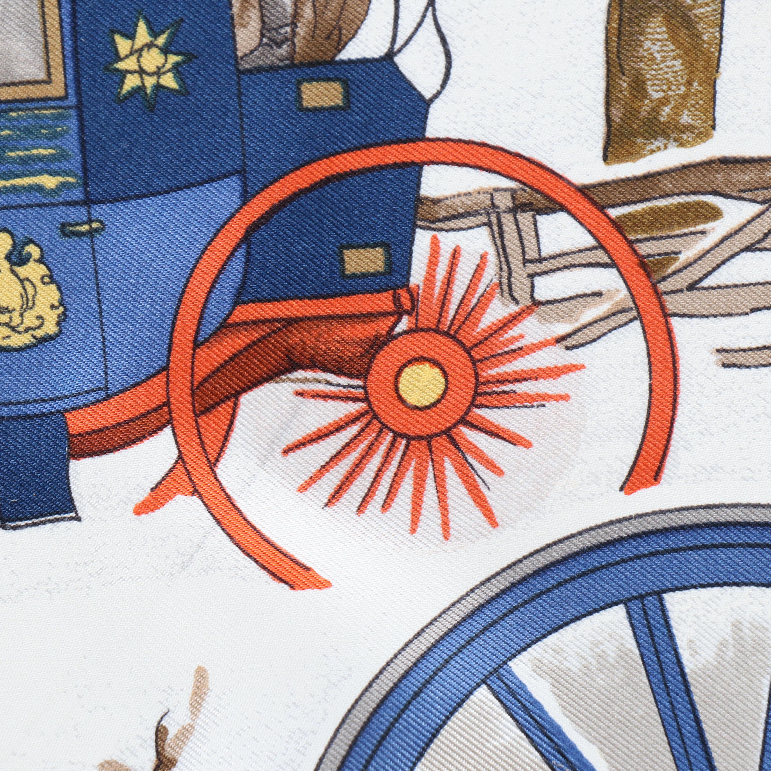 Hermès "L'Hiver en Poste" Scarf 90 in Silk Twill with Box