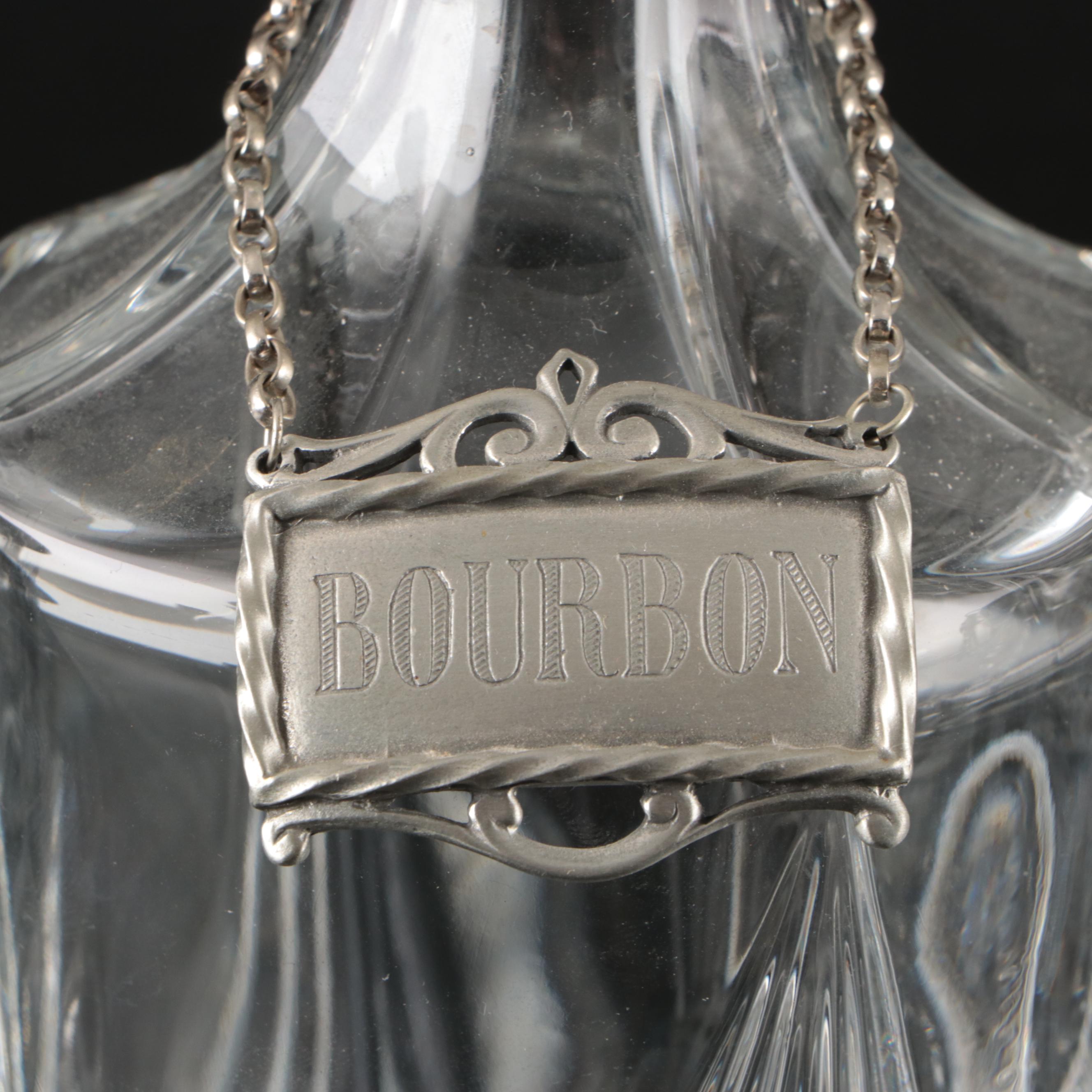 Jack Daniels Glass Whiskey Bottle with Other Glassware and Bar Accessories