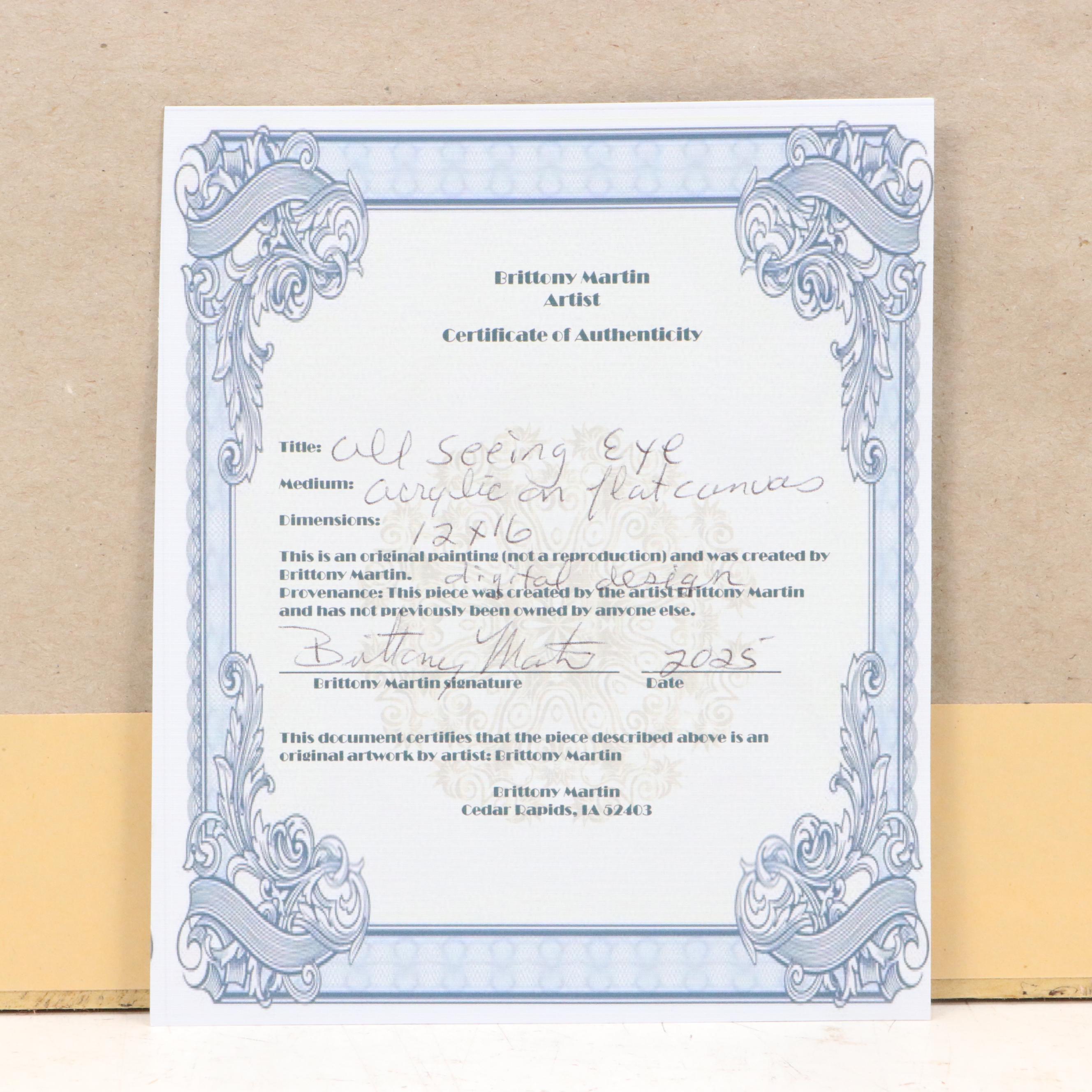 Brittony Martin Acrylic Painting "All Seeing Eye," 2025