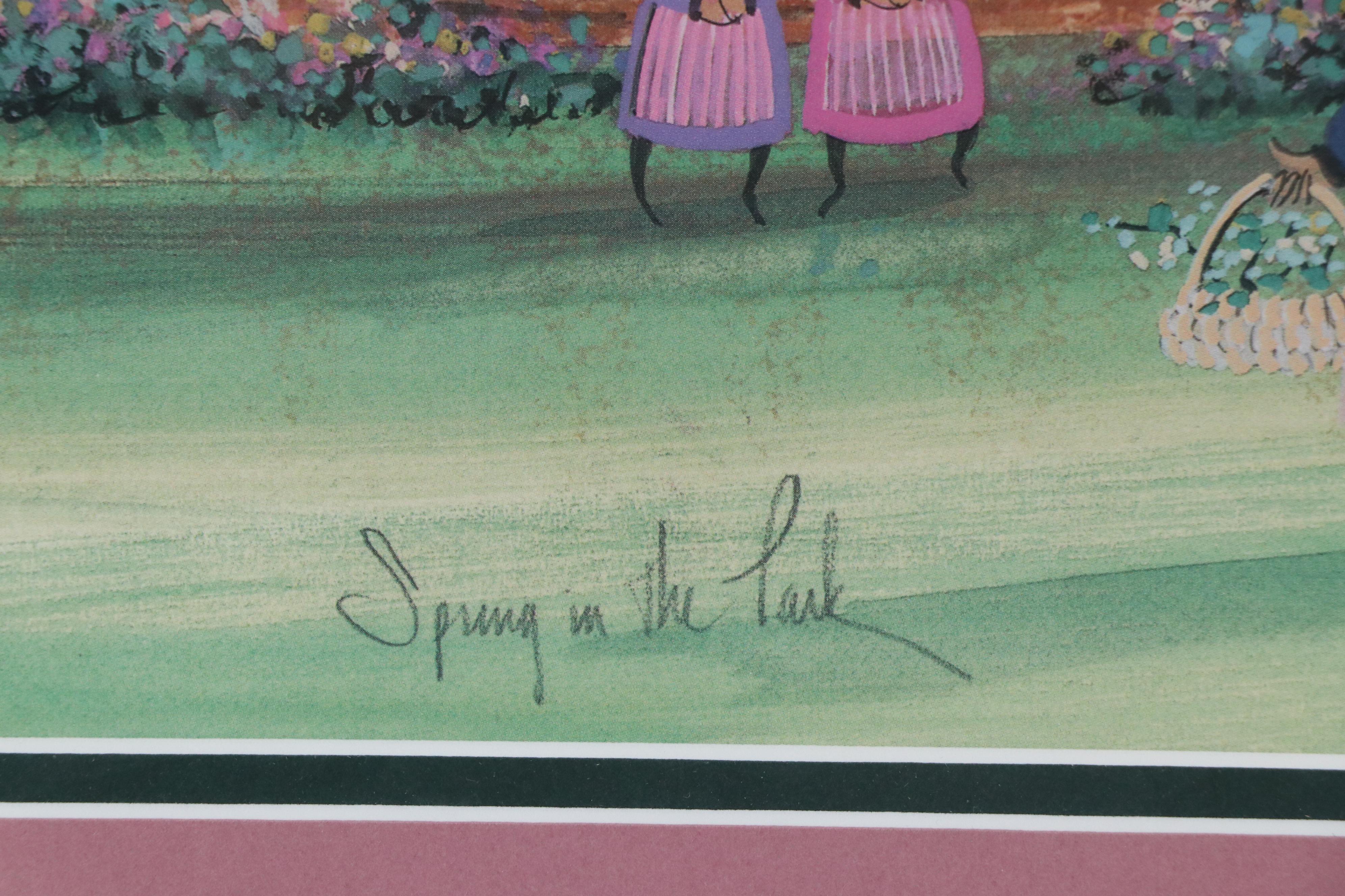 P. Buckley Moss Offset Lithograph "Spring in the Park," 2001