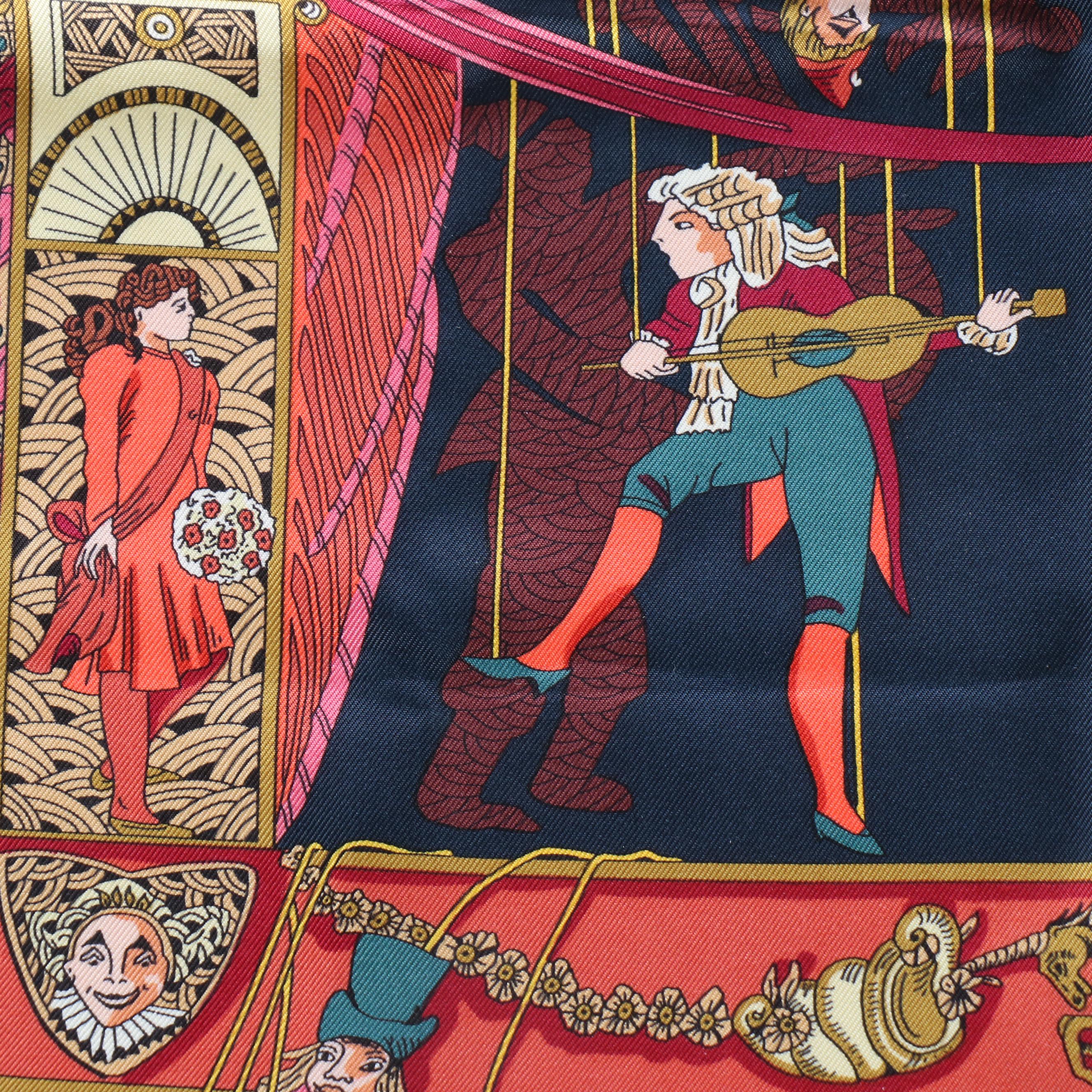 Hermès "Le Temps des Marionnettes" Silk Twill Scarf 90
