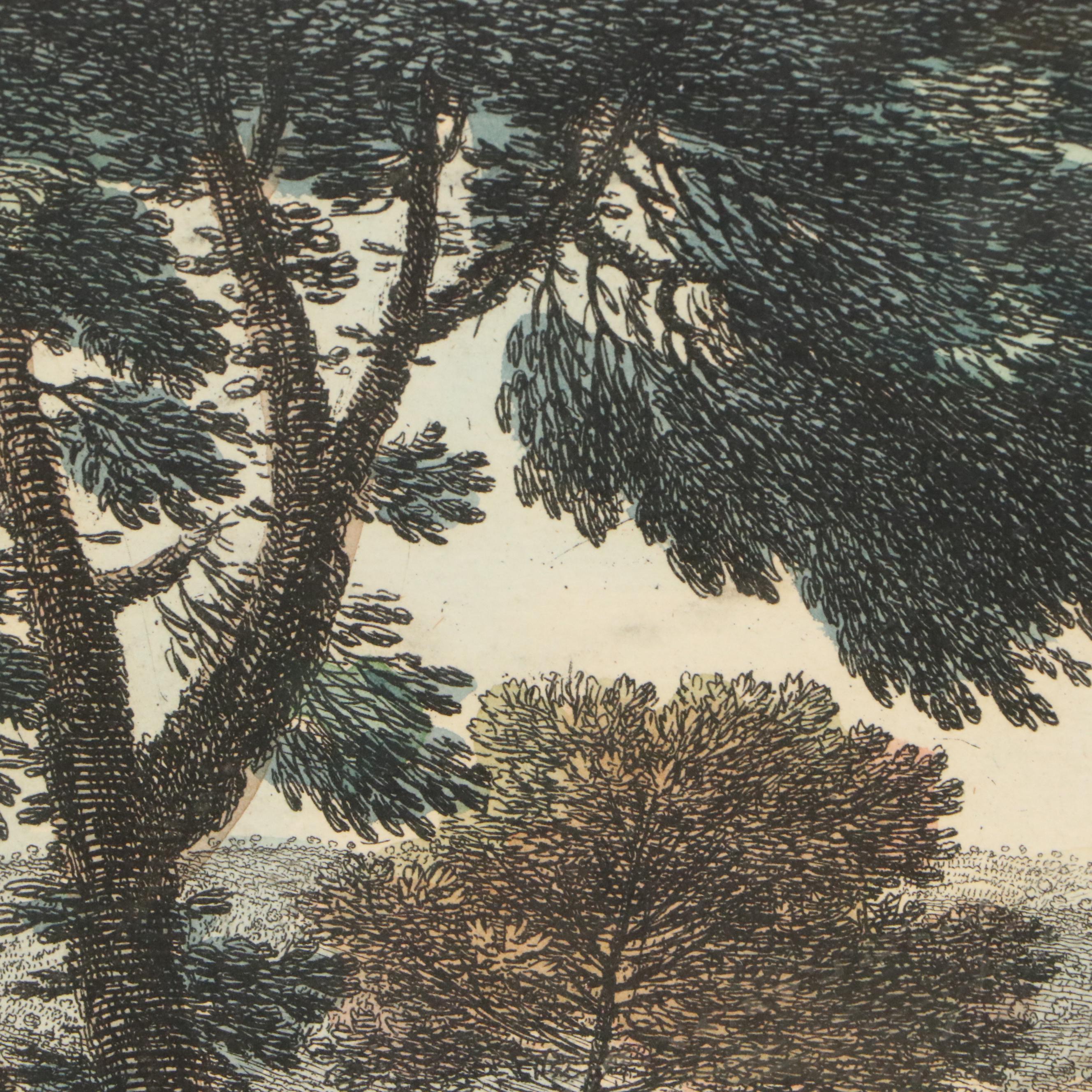 Hand-Colored Panoramic Engraving of Leeds After Samuel and Nathaniel Buck, 1745