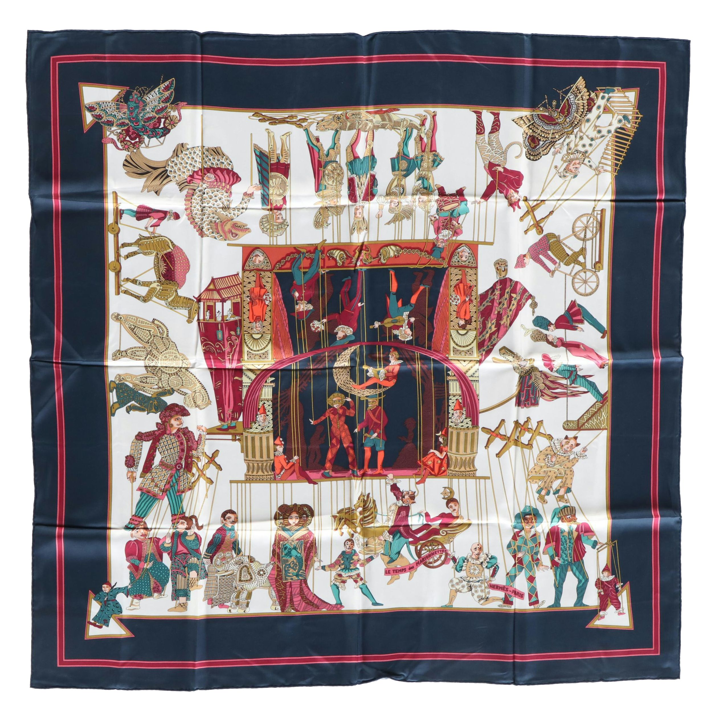Hermès "Le Temps des Marionnettes" Silk Twill Scarf 90