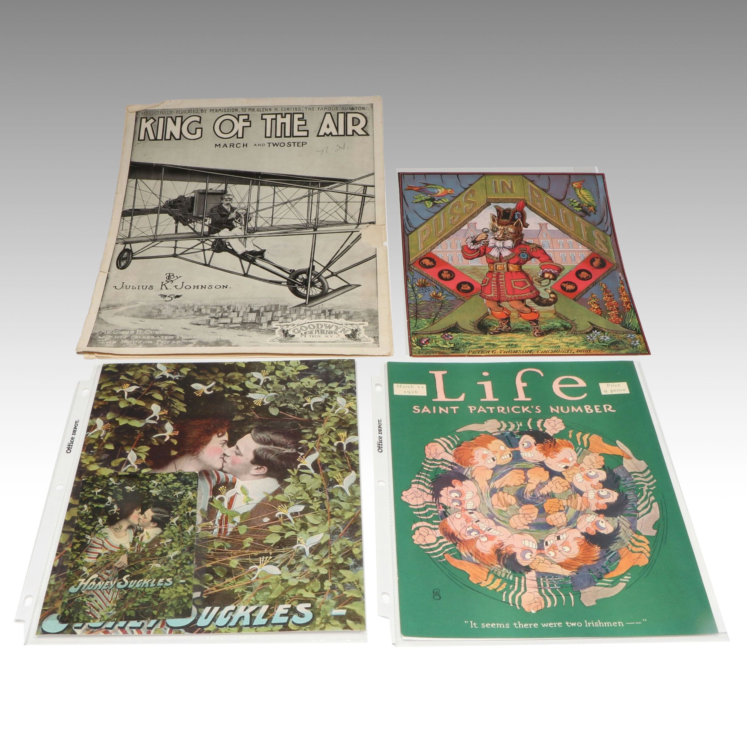 "King of the Air" Sheet Music by Julius Johnson with Other Antique Ephemera