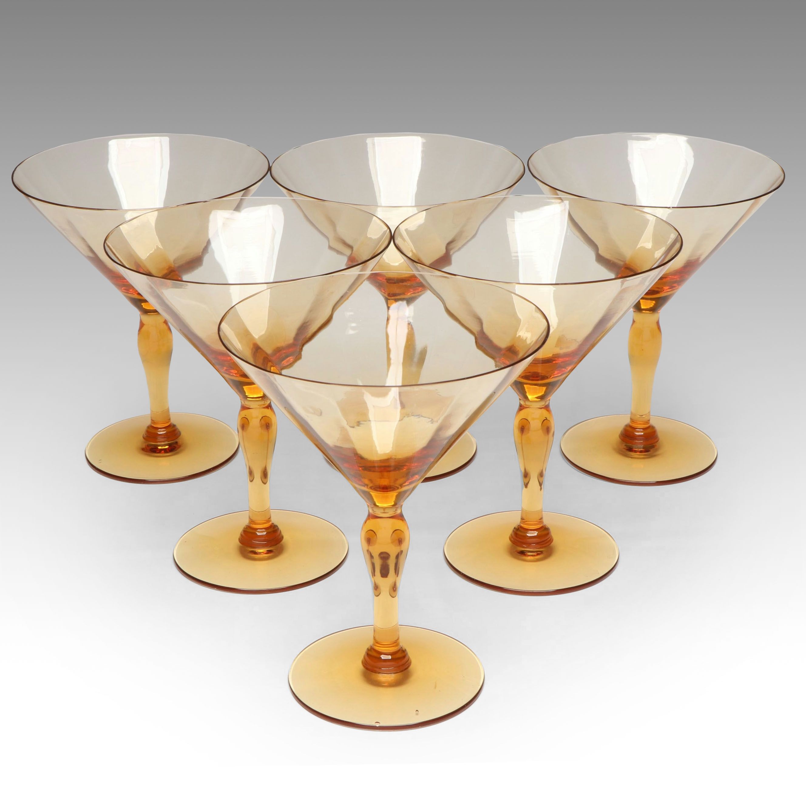 Tall Amber Glass Champagne Sherbets